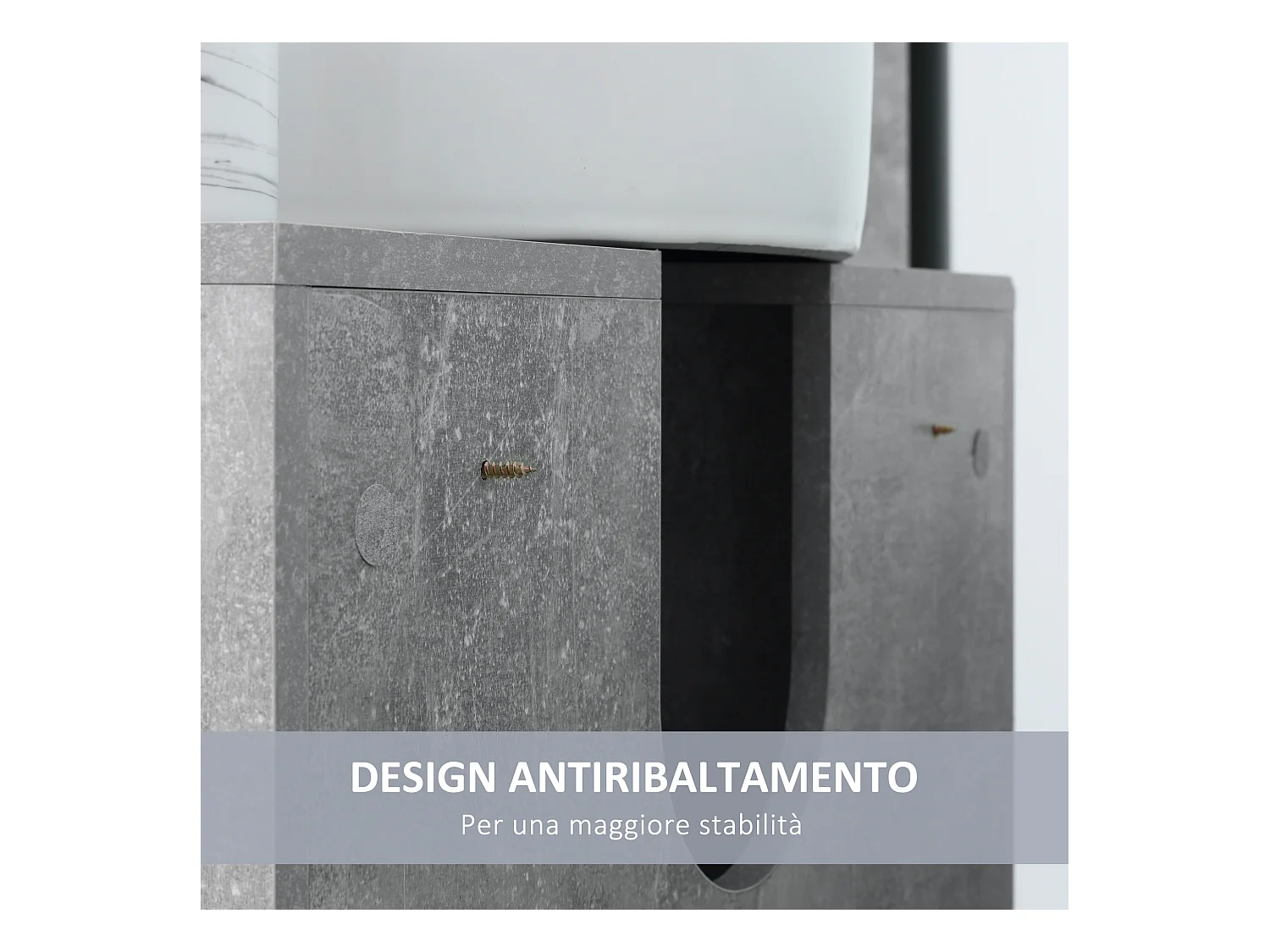 Mobiletto sottolavandino in legno bianco grigio 60x30x68cm