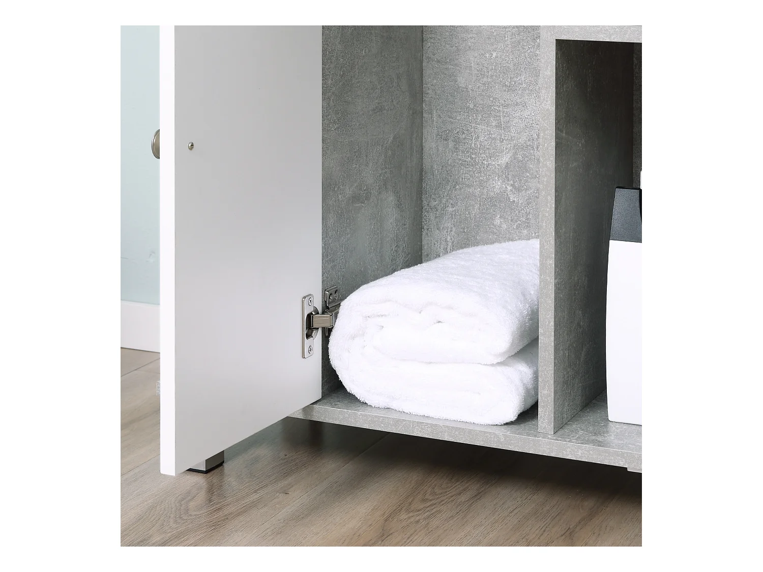 Mobiletto sottolavandino in legno bianco grigio 60x30x68cm