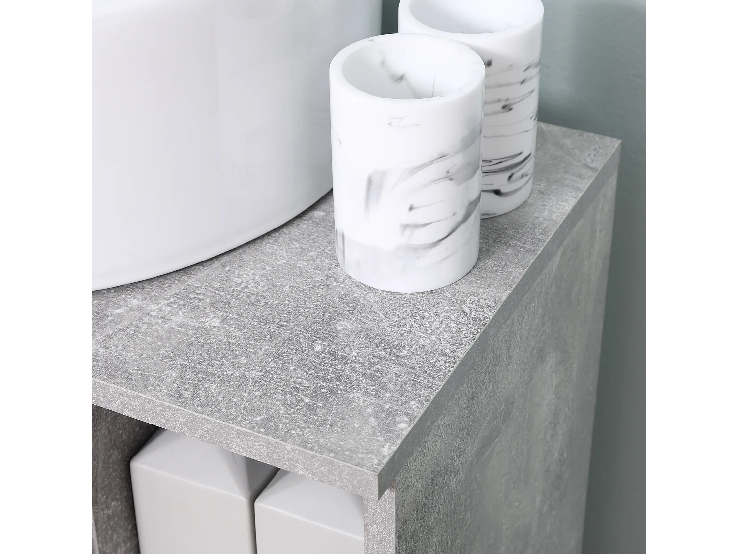 Mobiletto sottolavandino in legno bianco grigio 60x30x68cm