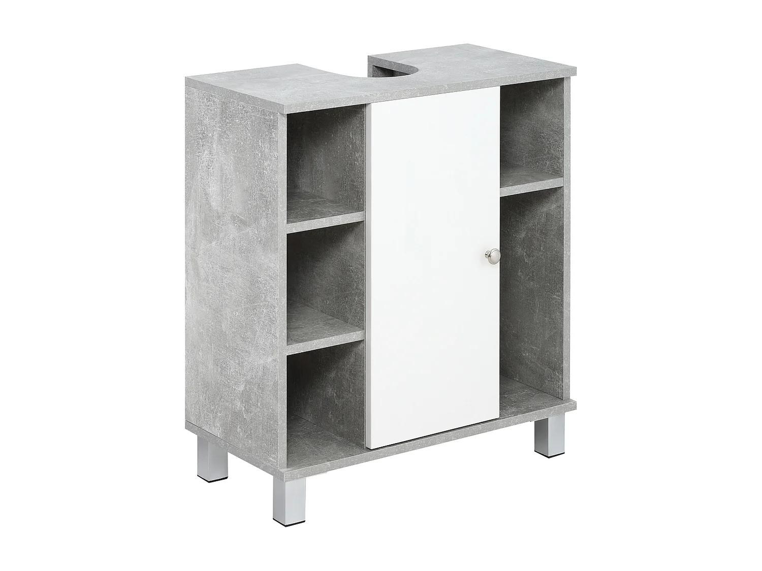 Mobiletto sottolavandino in legno bianco grigio 60x30x68cm