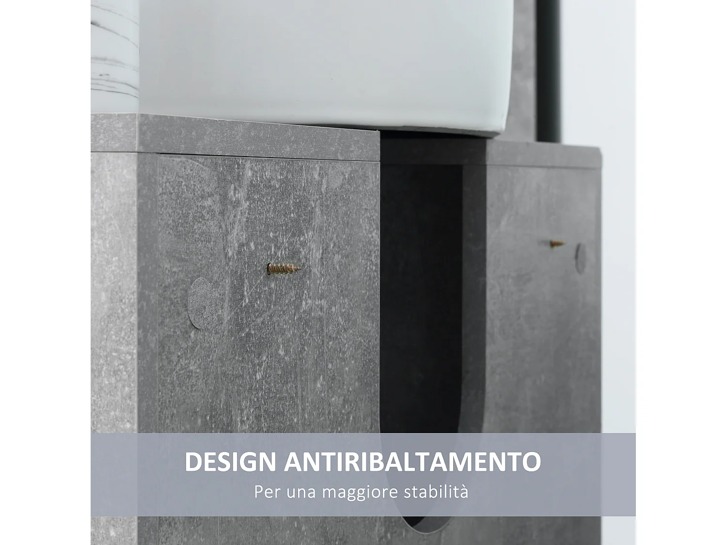 Mobiletto sottolavandino in legno bianco grigio 60x30x68cm