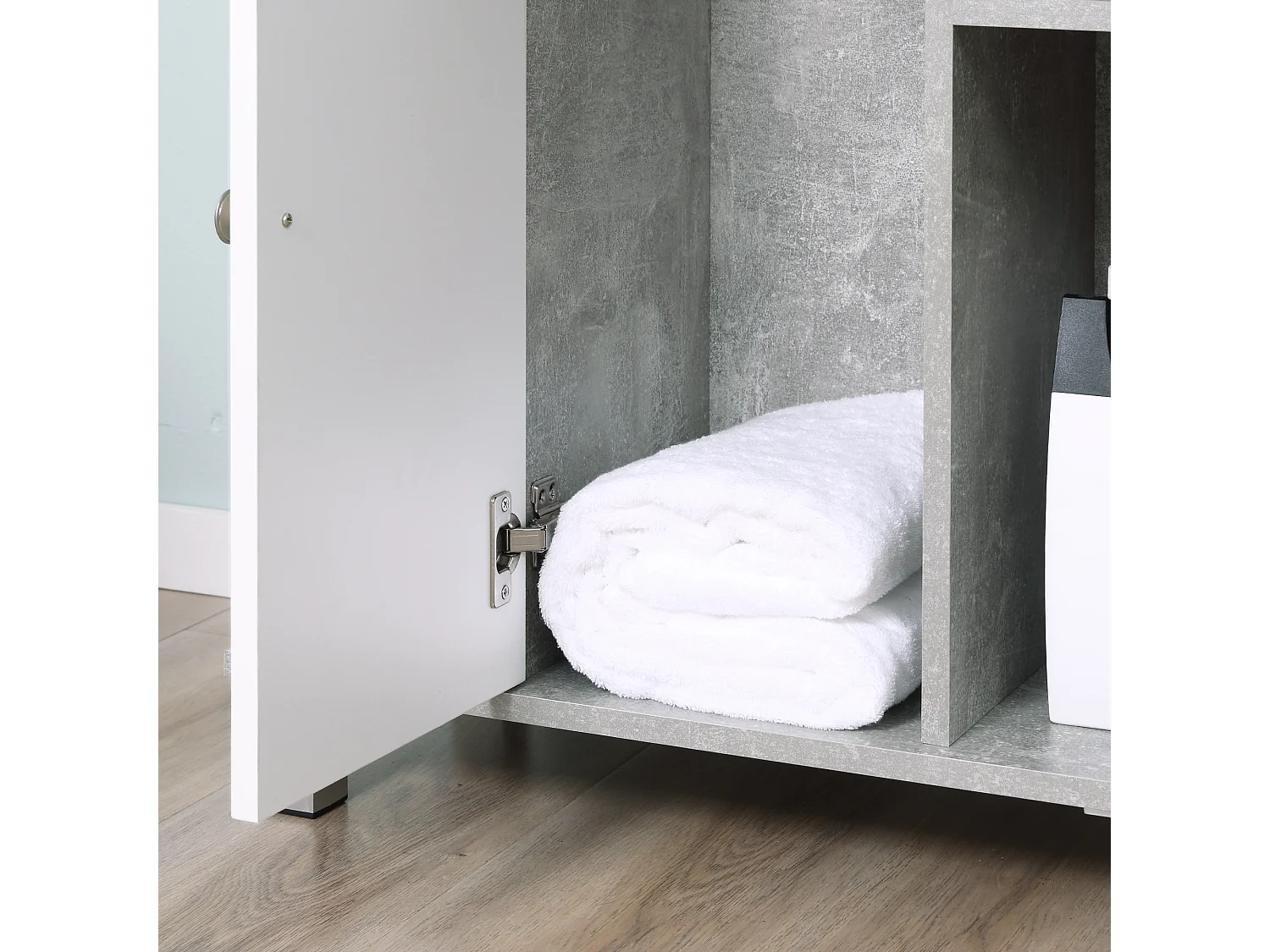 Mobiletto sottolavandino in legno bianco grigio 60x30x68cm