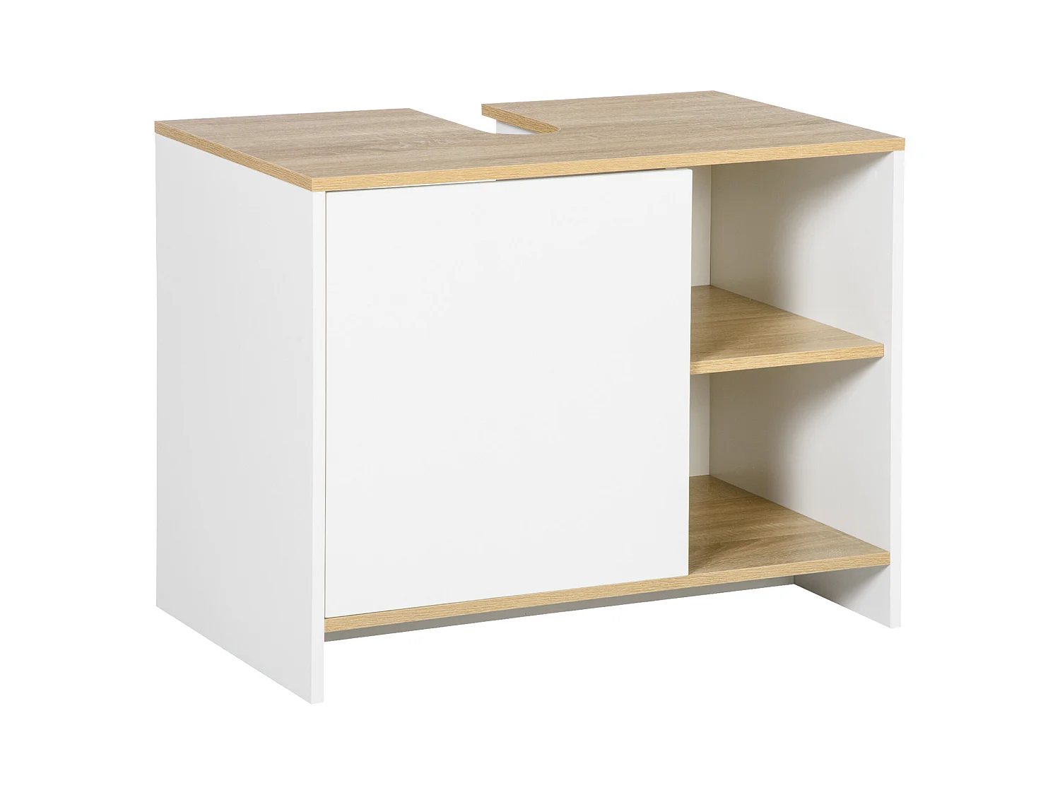 Mobile bagno sottolavabo in legno con armadietto e 2 mensole