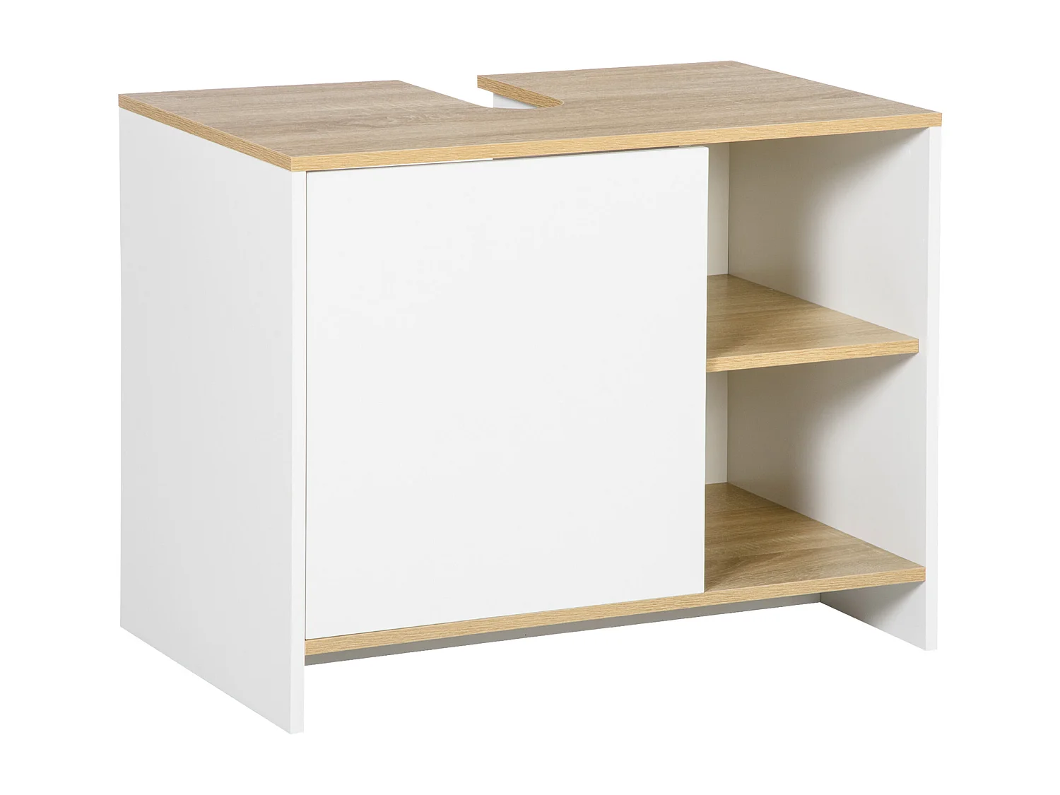 Mobile bagno sottolavabo in legno con armadietto e 2 mensole