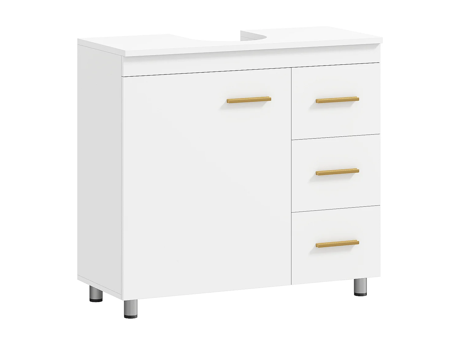 Mobile sottolavabo con armadietto e 3 cassetti con soft close bianco