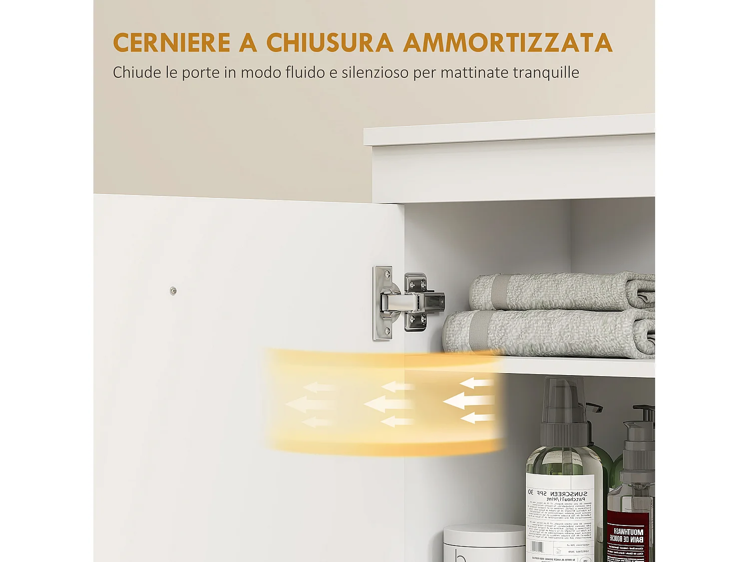 Mobile sottolavabo con armadietto e 3 cassetti con soft close bianco