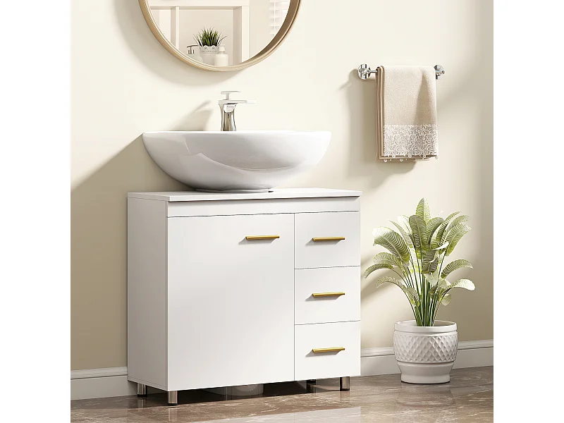 Mobile sottolavabo con armadietto e 3 cassetti con soft close bianco