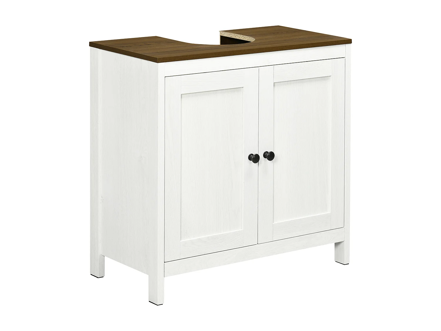 Mobile sotto lavabo bagno con ripiano interno regolabile bianco e noce