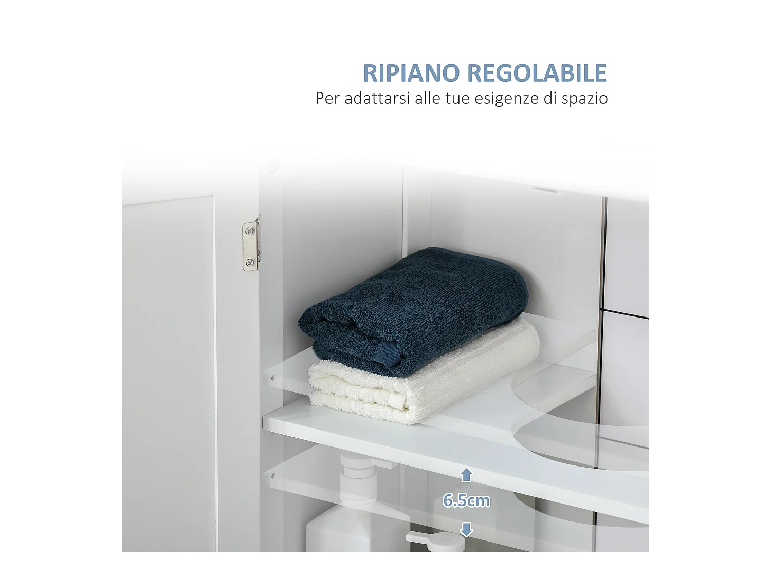 Mobile sottolavabo a 2 ante con ripiano regolabile in legno bianco
