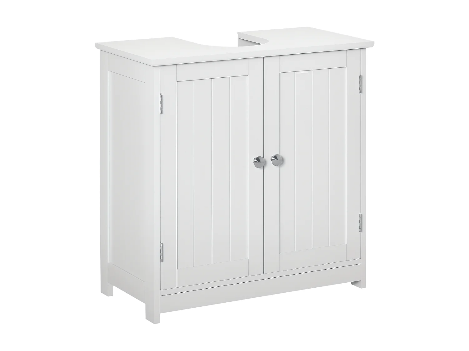 Mobile sottolavabo a 2 ante con ripiano regolabile in legno bianco