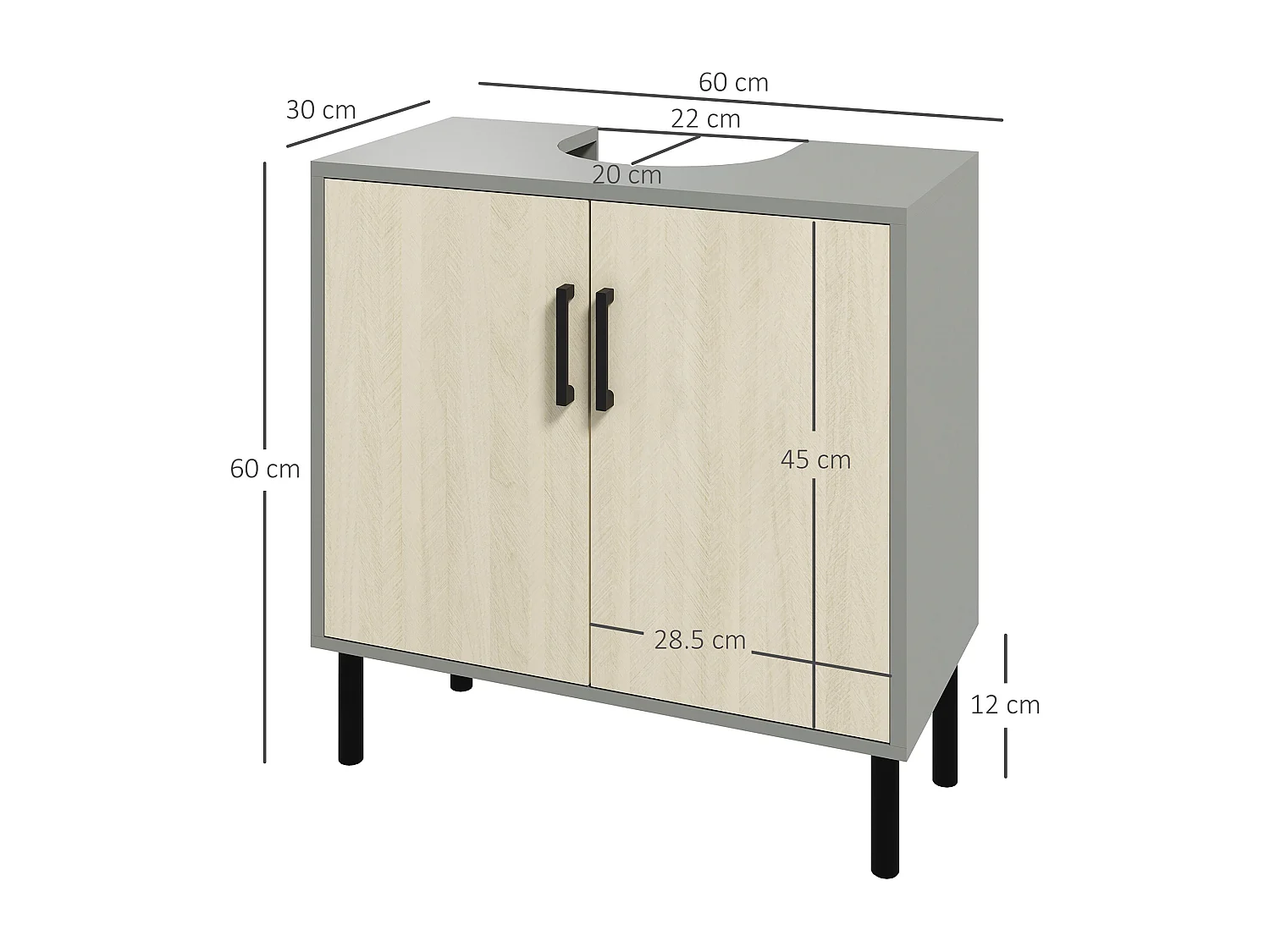 Mobile bagno sottolavabo con armadietto in truciolato