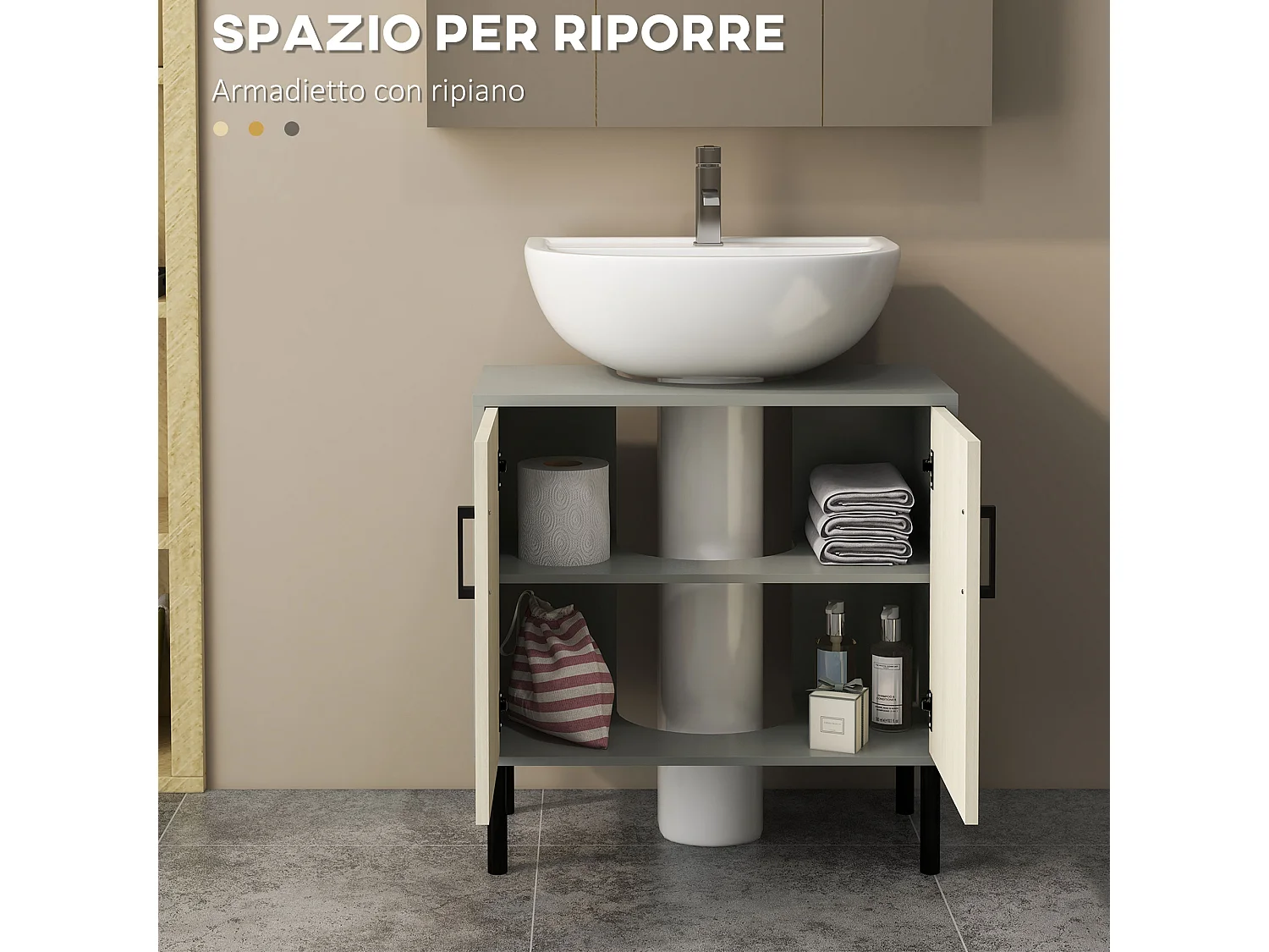 Mobile bagno sottolavabo con armadietto in truciolato