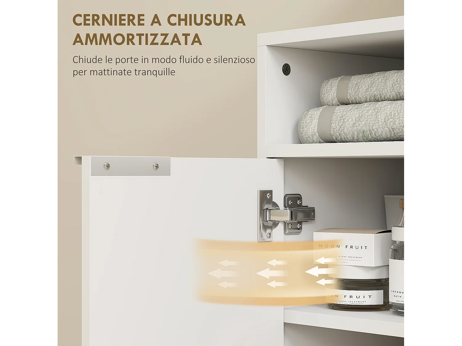Mobile sotto lavabo bagno con ripiano interno regolabile bianco