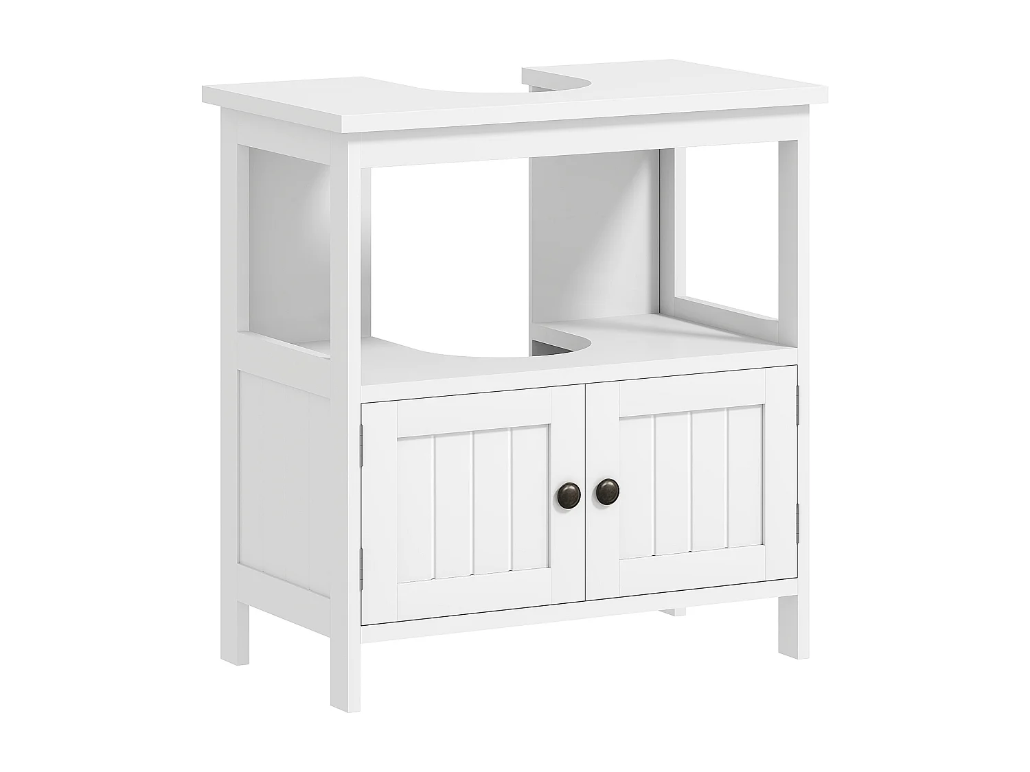 Mobile sottolavabo con ripiano e armadietto 2 ante bianco