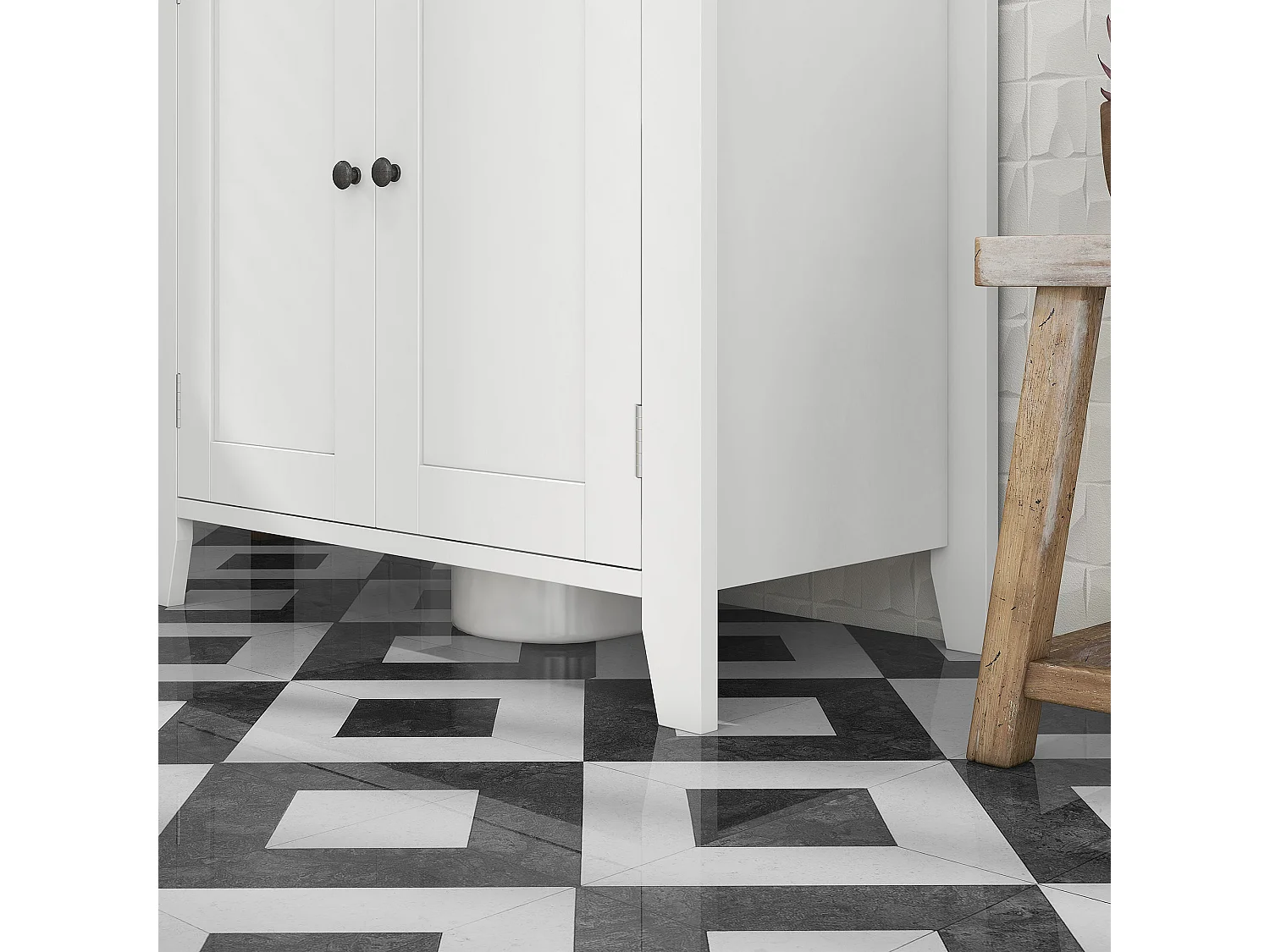 Mobile sottolavabo bagno a u con ripiano regolabile interno in mdf