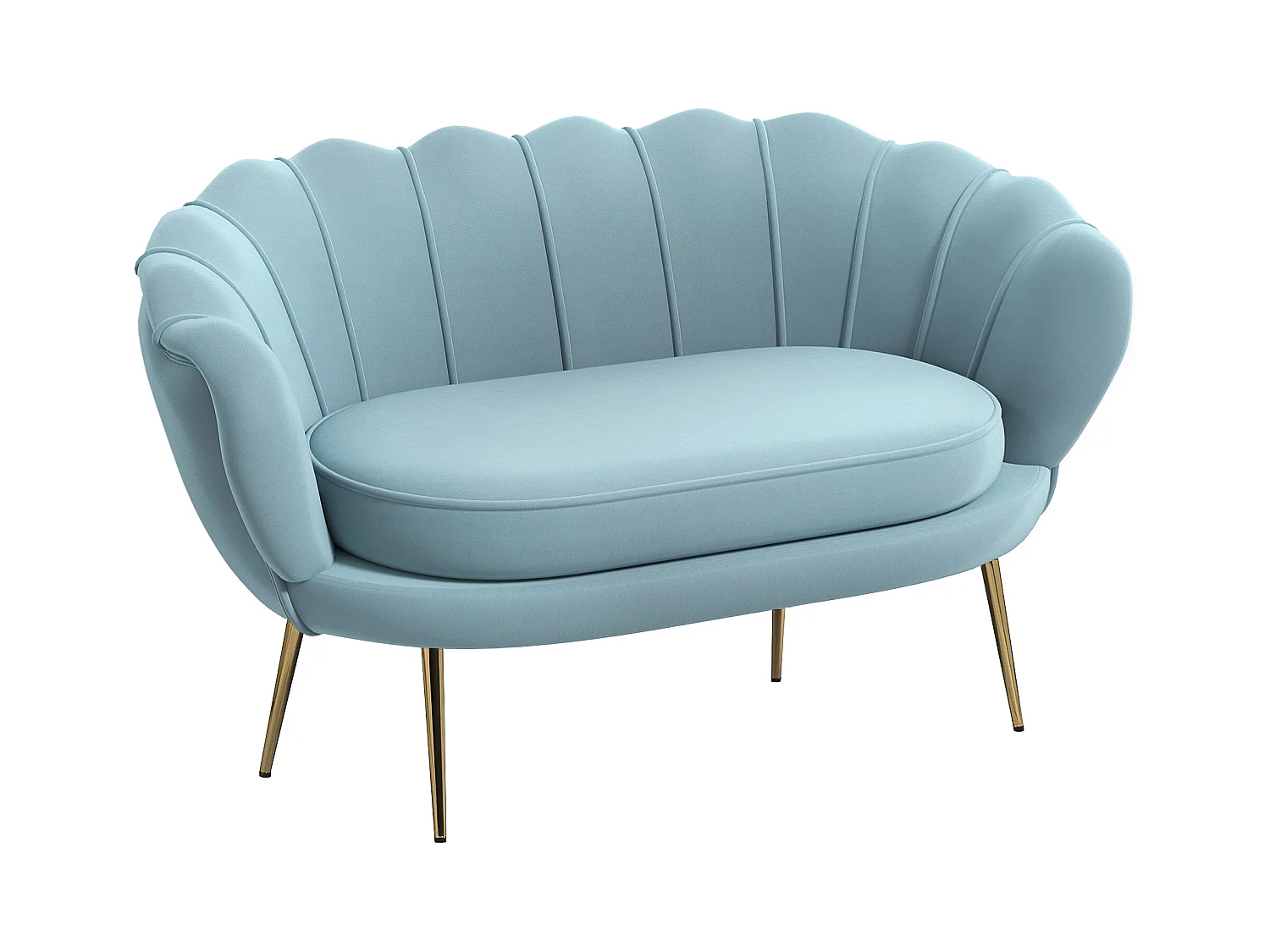 Divano vintage 2 posti stile industrial chic effetto velluto azzurro