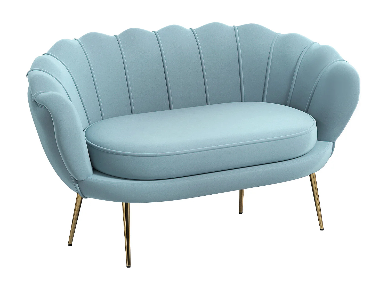 Divano vintage 2 posti stile industrial chic effetto velluto azzurro