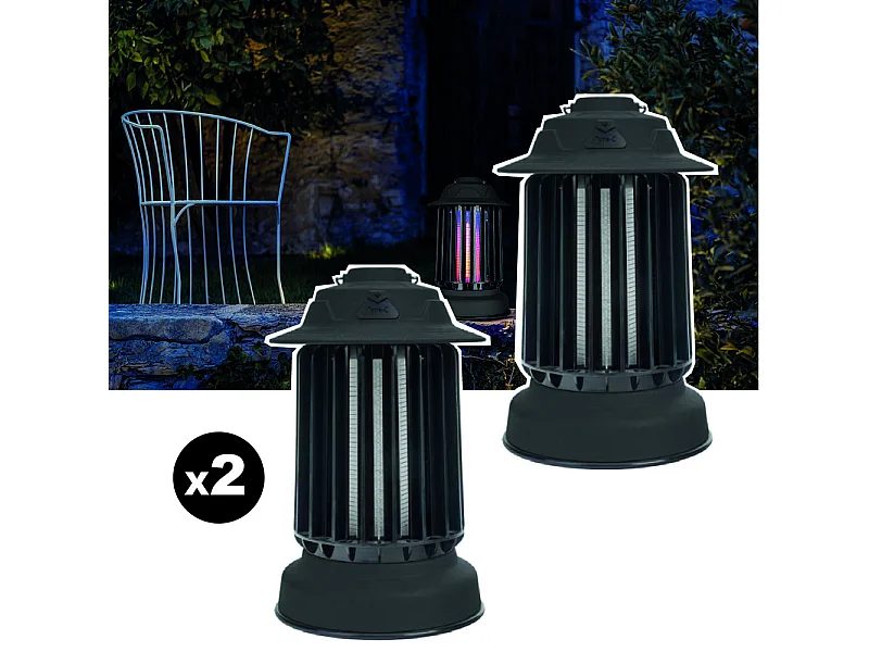 Lot de 2 pièges à moustique d'extérieur auto-nettoyant EZIlight® Mosquito Garden MG 10 Black