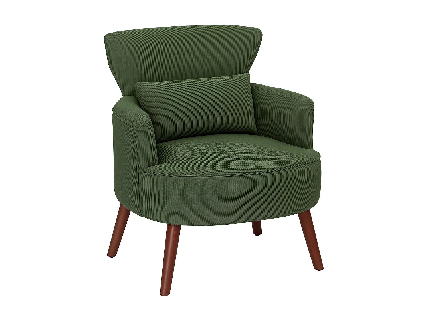 Poltrona da camera con schienale e cuscino lombare velluto verde