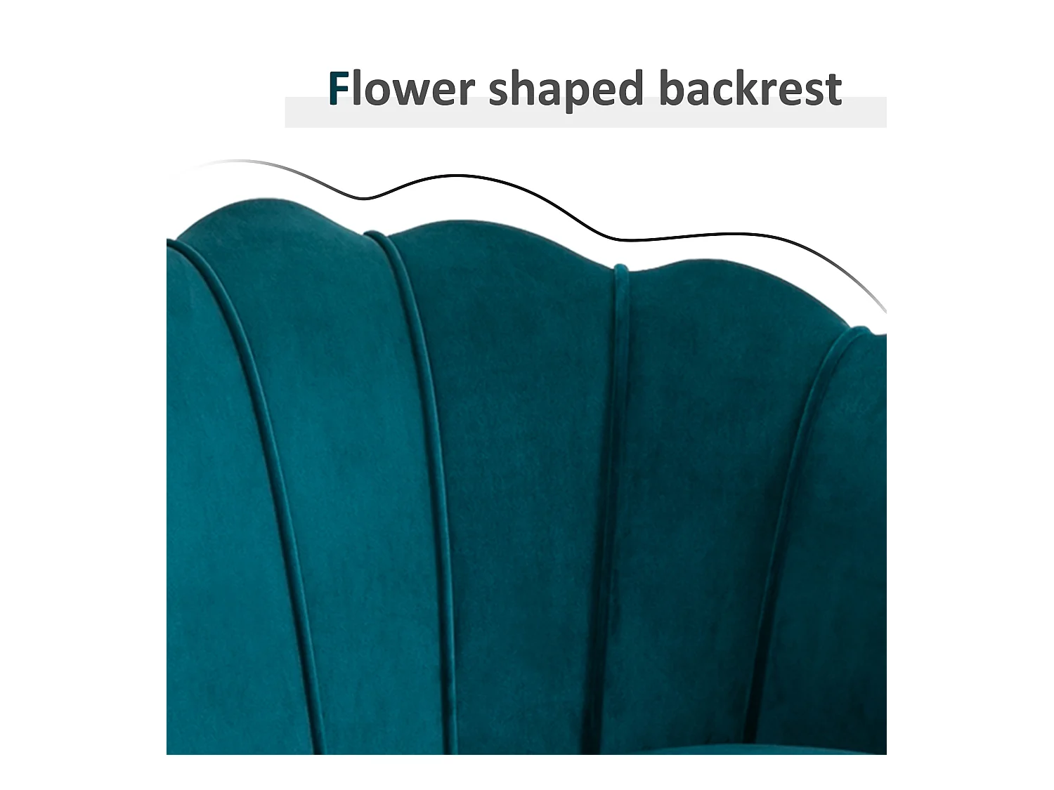 Divano 2 posti in stile vintage chic in tessuto effetto velluto blu