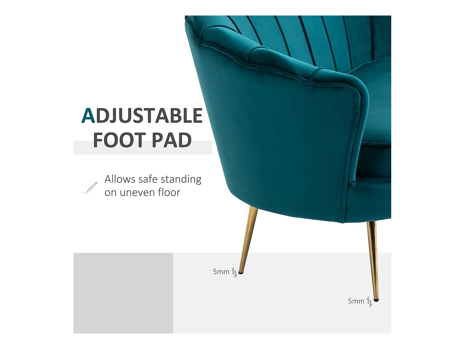 Divano 2 posti in stile vintage chic in tessuto effetto velluto blu