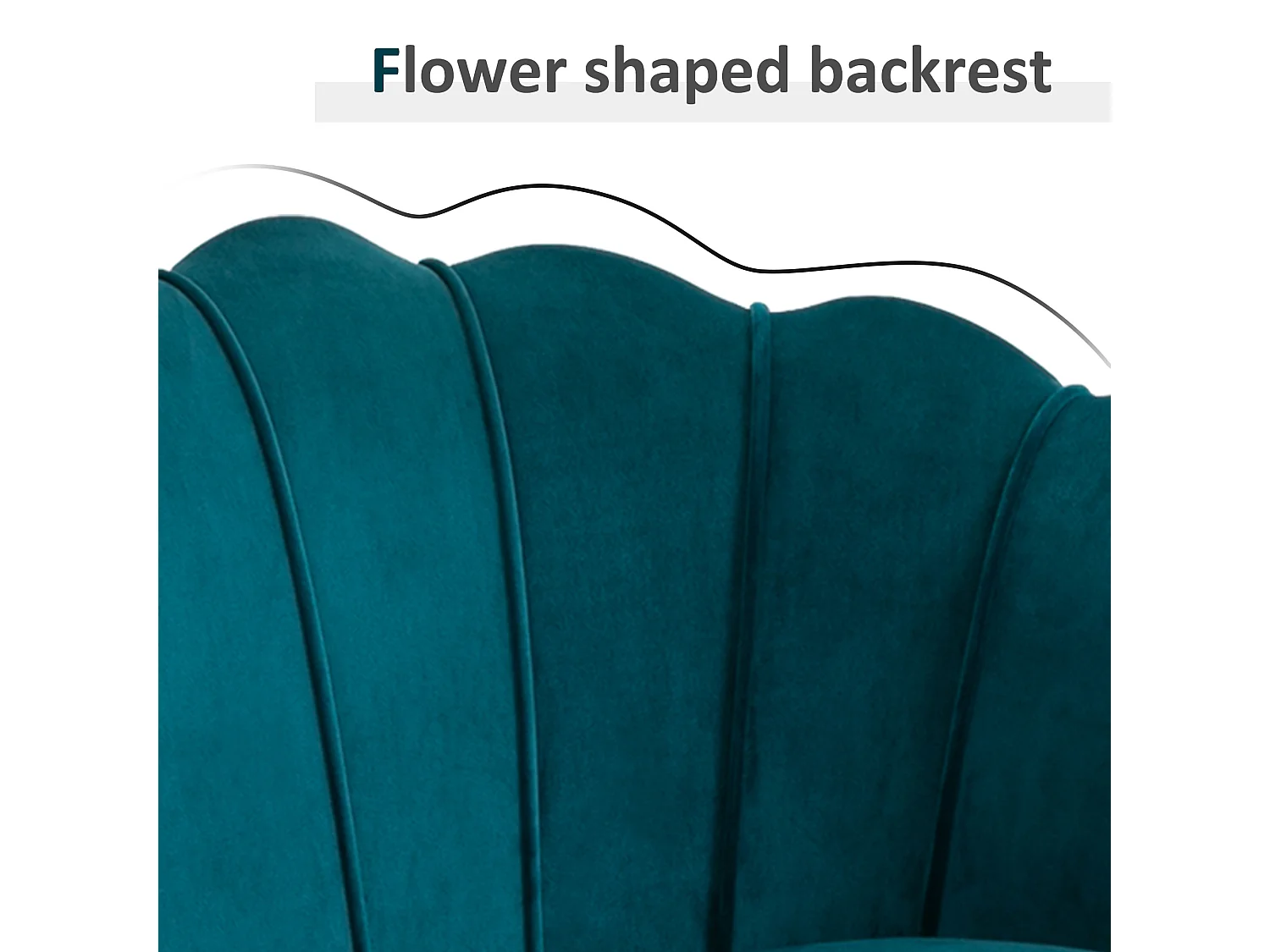 Divano 2 posti in stile vintage chic in tessuto effetto velluto blu