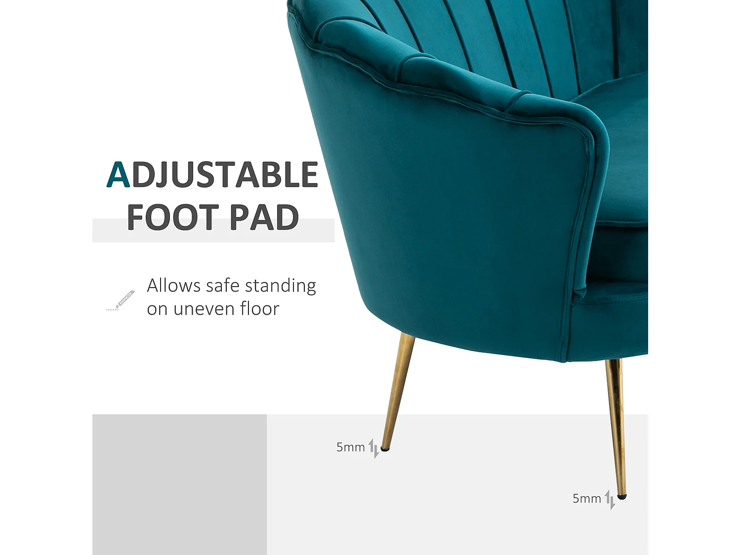 Divano 2 posti in stile vintage chic in tessuto effetto velluto blu