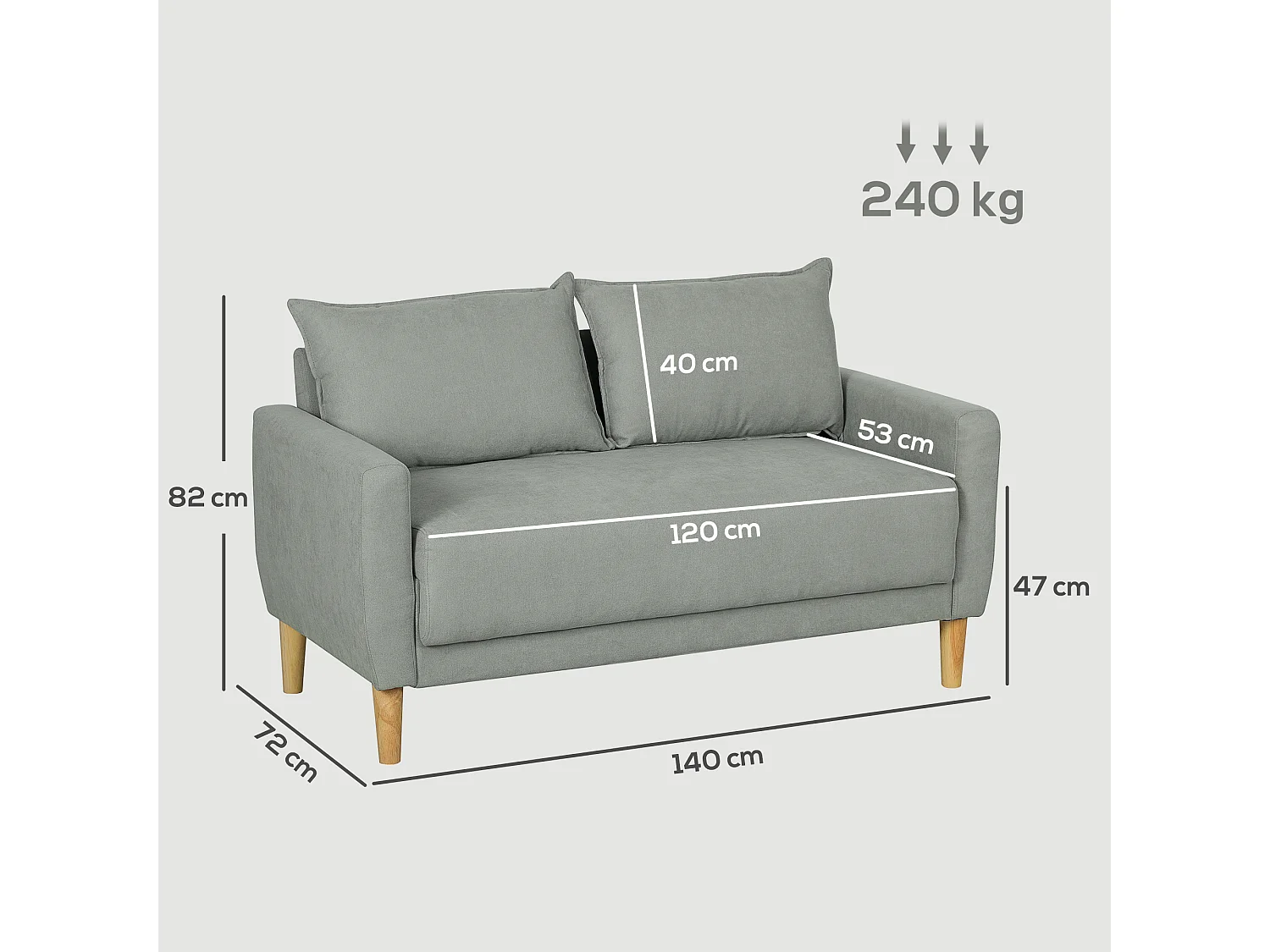 Divanetto 2 posti vellutato con vano portaoggetti inferiore grigio