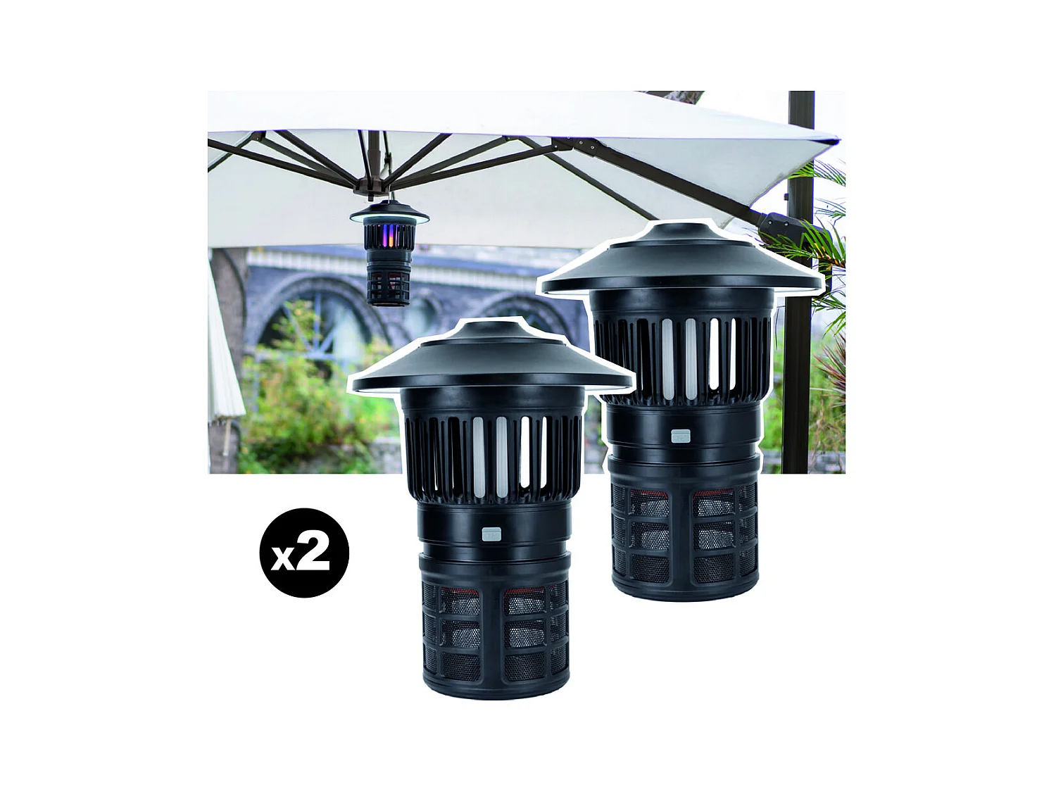 Lot de 2 pièges à moustique éclairant d'extérieur EZIlight® Mosquito Garden MG 30