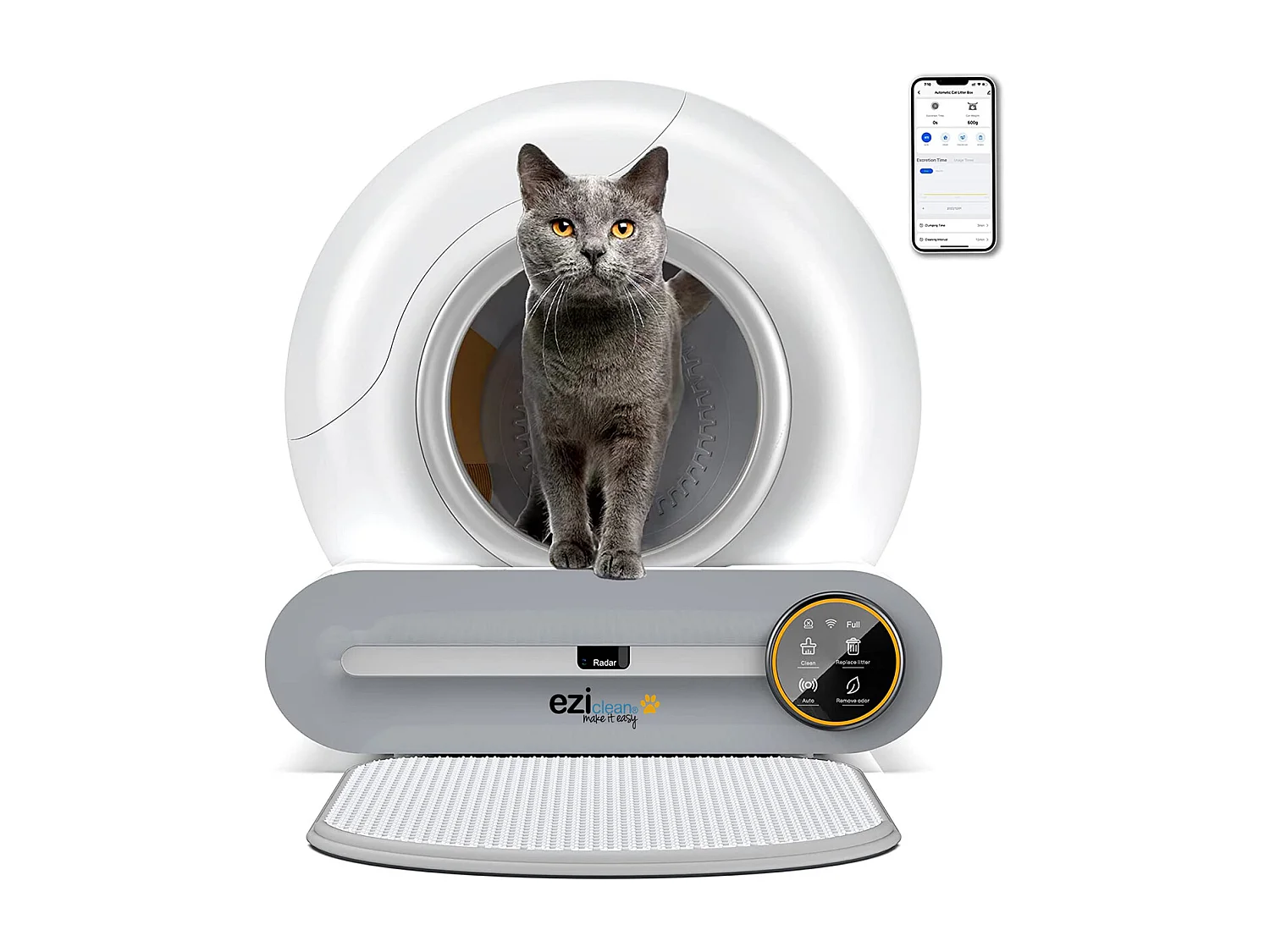 Arenero autolimpiante conectado eziclean CATBOT K8i blanco para gato – casa de baño inteligente e higiénica