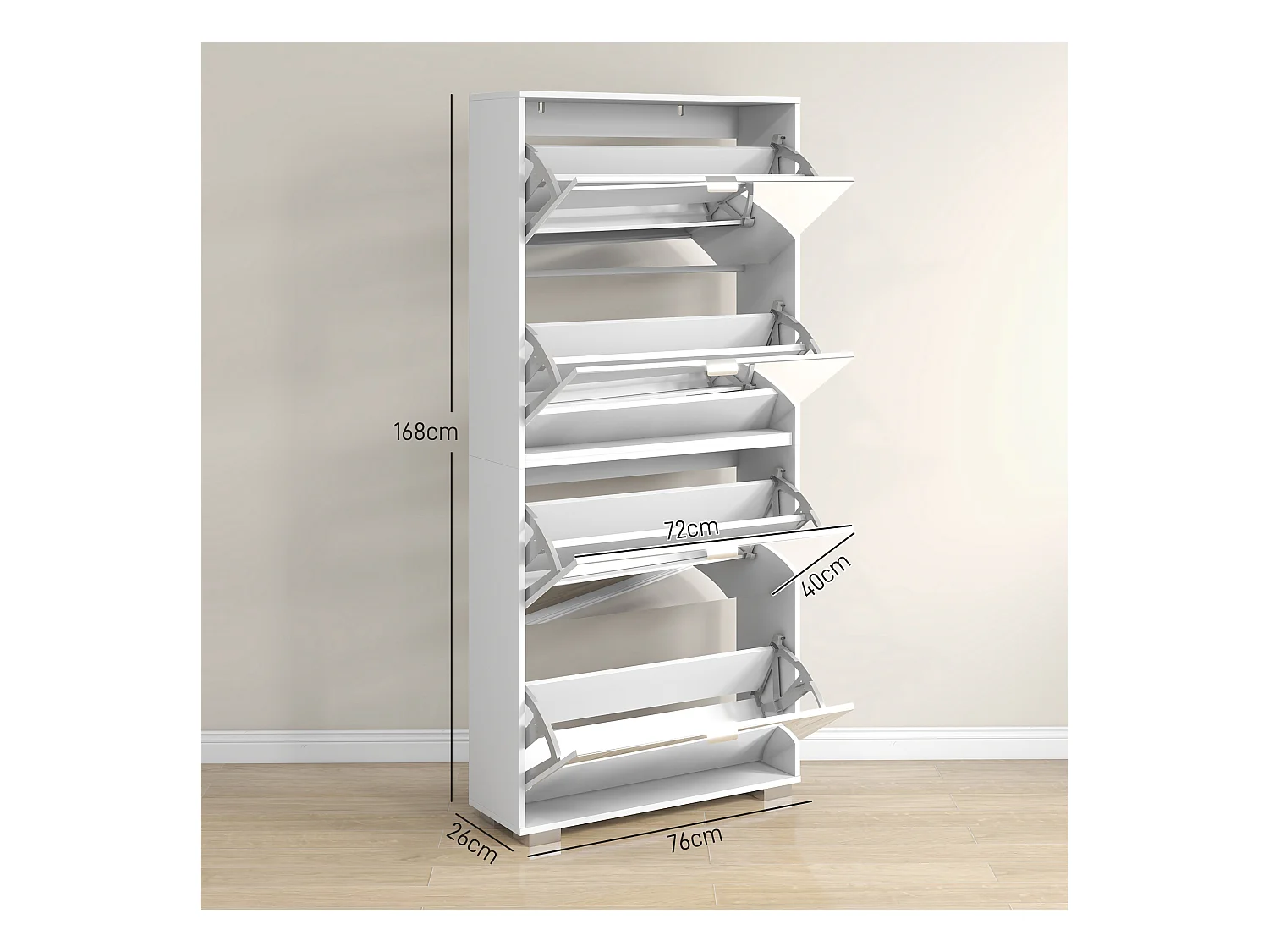 Scarpiera salvaspazio slim con specchio e 4 cassetti per 24 scarpe