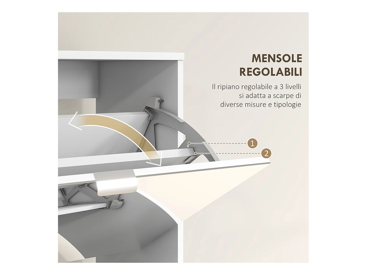 Scarpiera salvaspazio slim con specchio e 4 cassetti per 24 scarpe