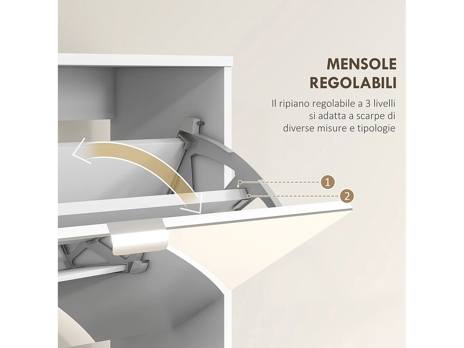 Scarpiera salvaspazio slim con specchio e 4 cassetti per 24 scarpe