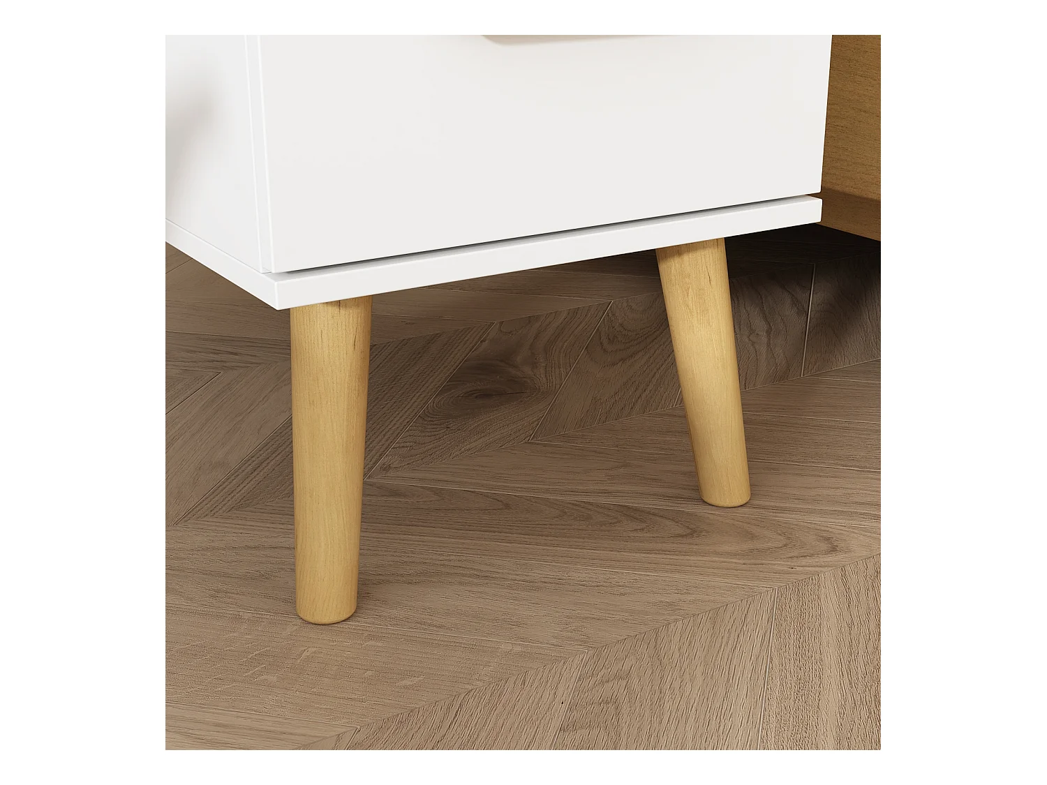 Table de Chevet Moderne avec 2 Tiroirs et 1 Porte pour Chambre et Salle de Séjour, 60 x 30 x 59.3 CM, Blanc