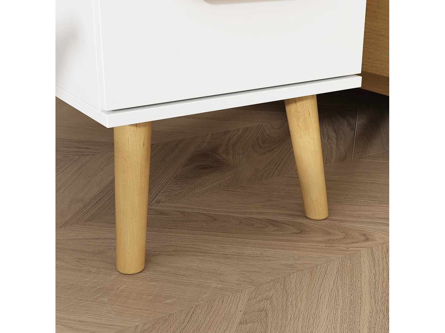 Table de Chevet Moderne avec 2 Tiroirs et 1 Porte pour Chambre et Salle de Séjour, 60 x 30 x 59.3 CM, Blanc