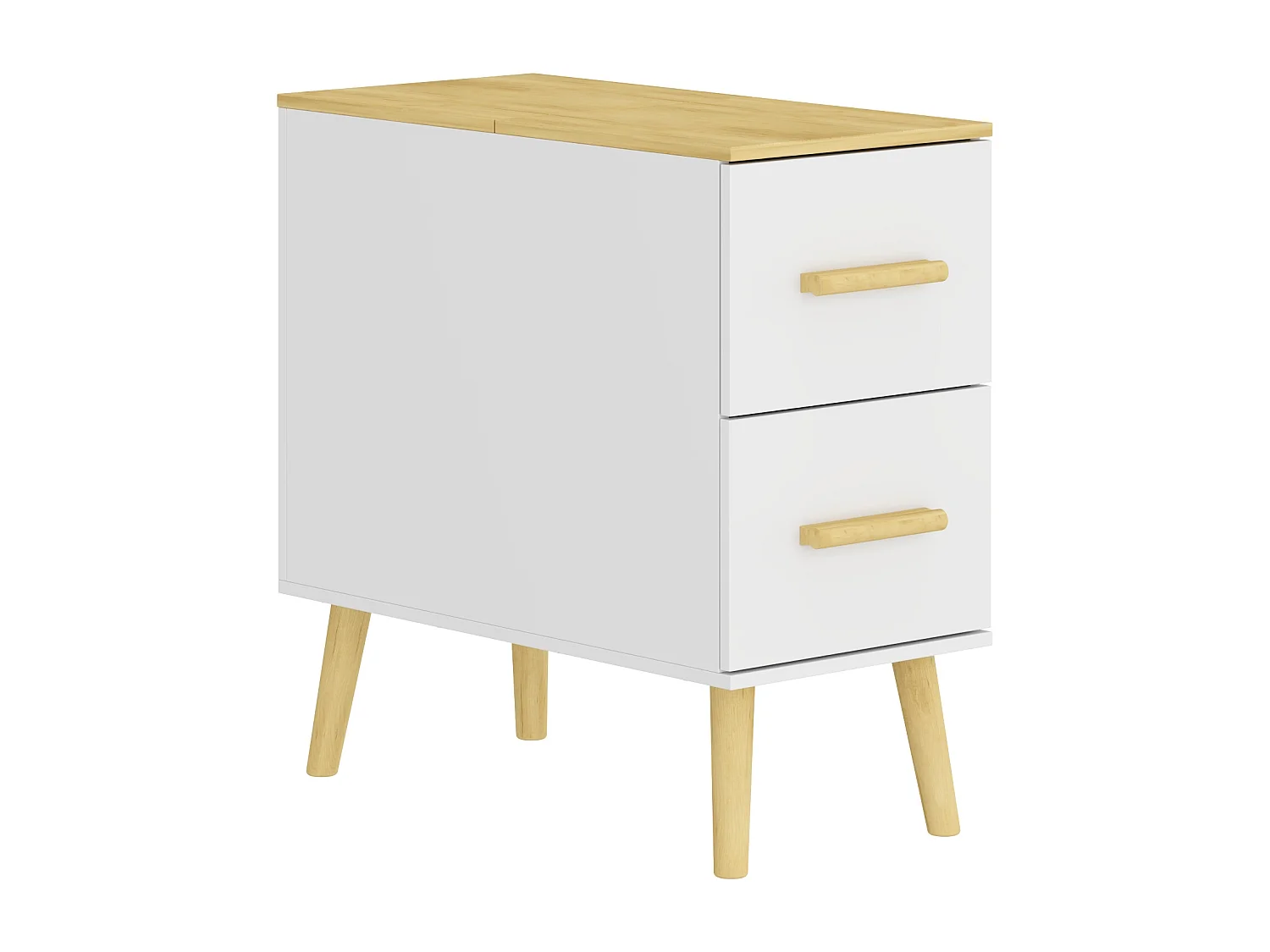 Table de Chevet Moderne avec 2 Tiroirs et 1 Porte pour Chambre et Salle de Séjour, 60 x 30 x 59.3 CM, Blanc