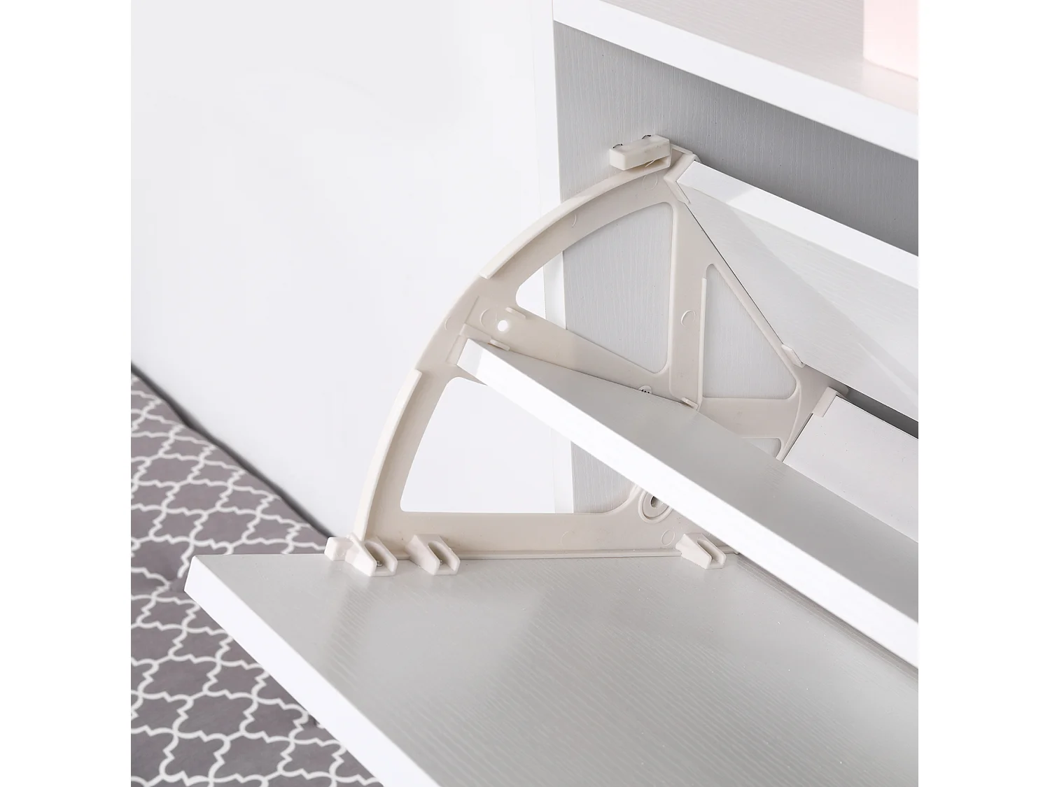 Scarpiera salvaspazio a 3 ante per 18 paia di scarpe in legno bianco