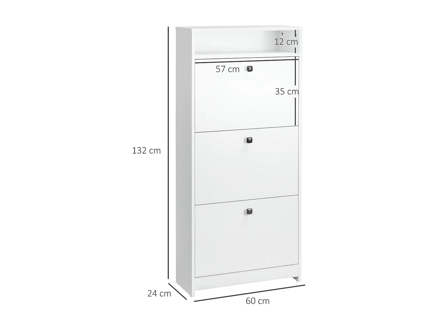 Scarpiera salvaspazio a 3 ante per 18 paia di scarpe in legno bianco