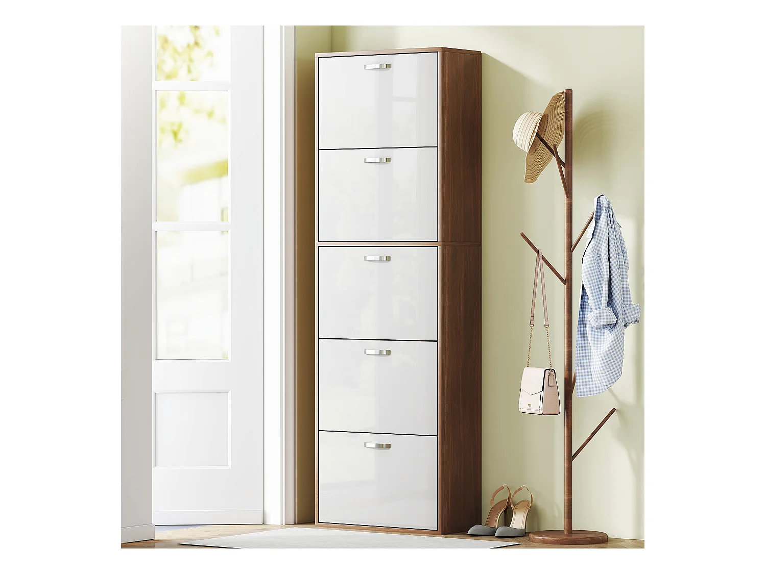 Mobile scarpiera in legno a 5 scomparti per 30 paia