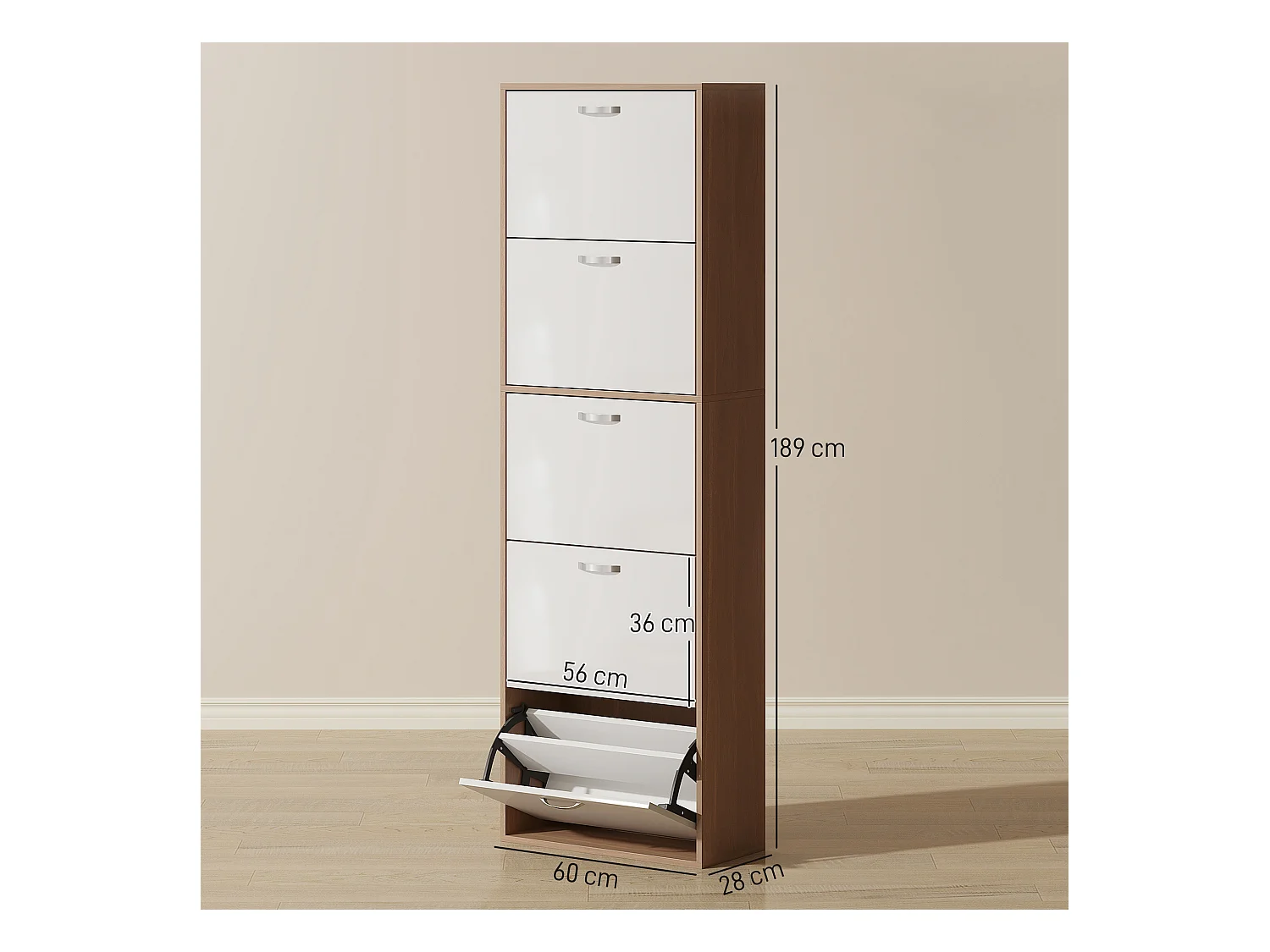 Mobile scarpiera in legno a 5 scomparti per 30 paia