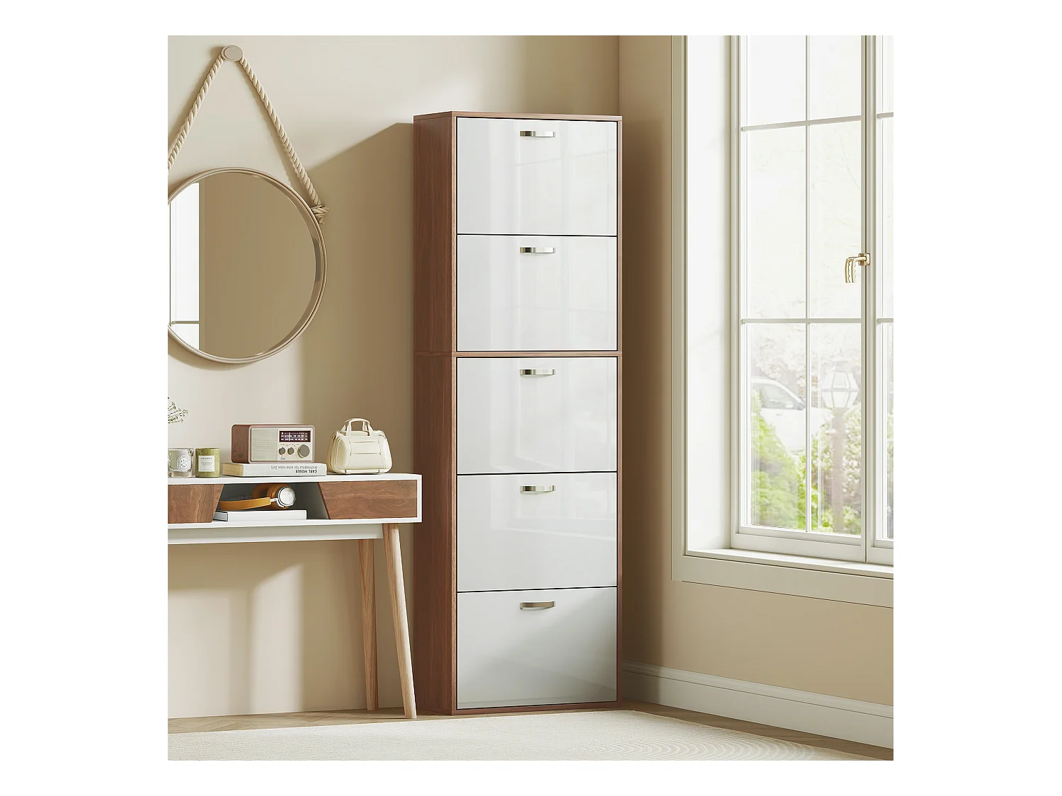 Mobile scarpiera in legno a 5 scomparti per 30 paia