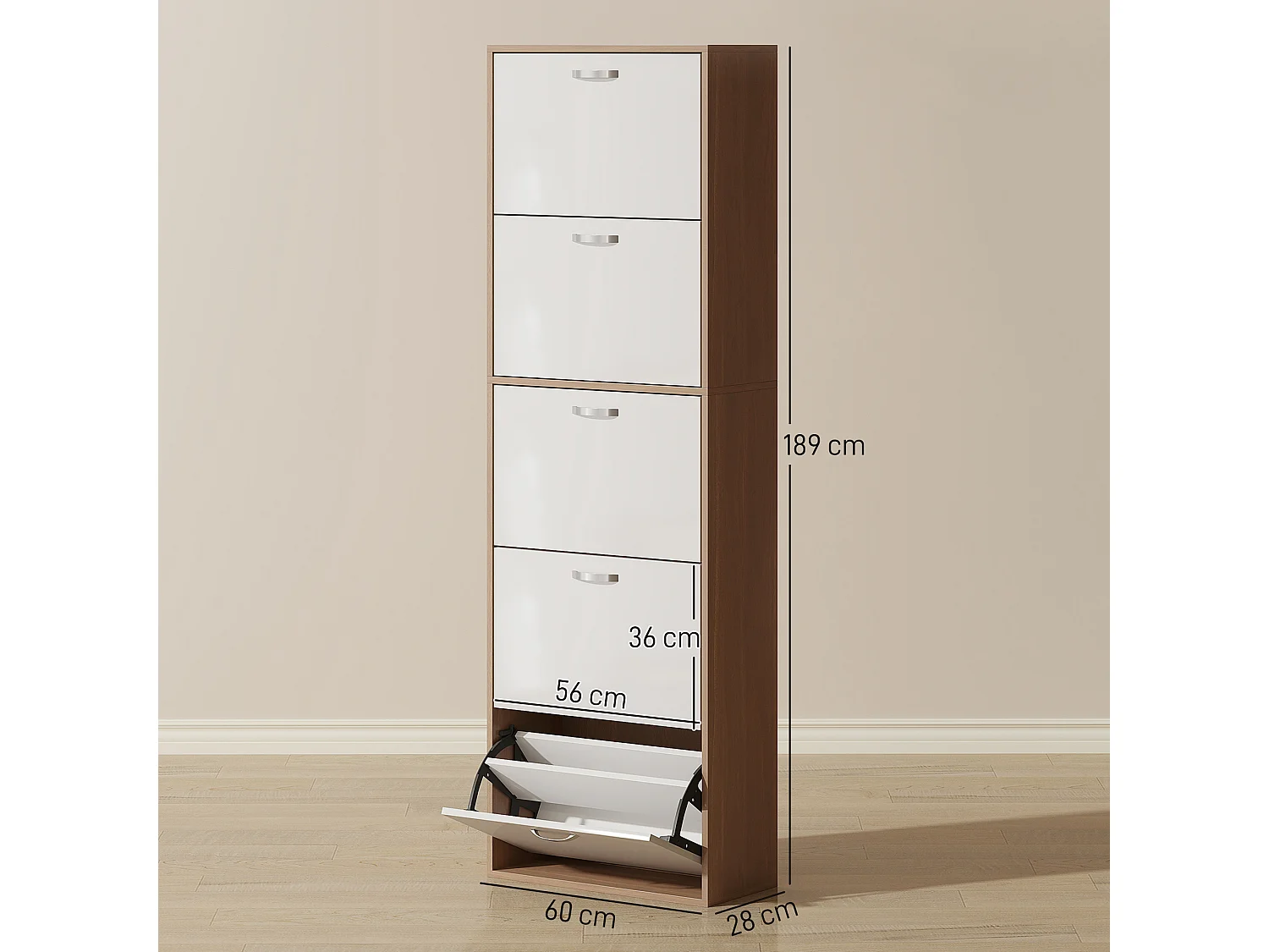 Mobile scarpiera in legno a 5 scomparti per 30 paia