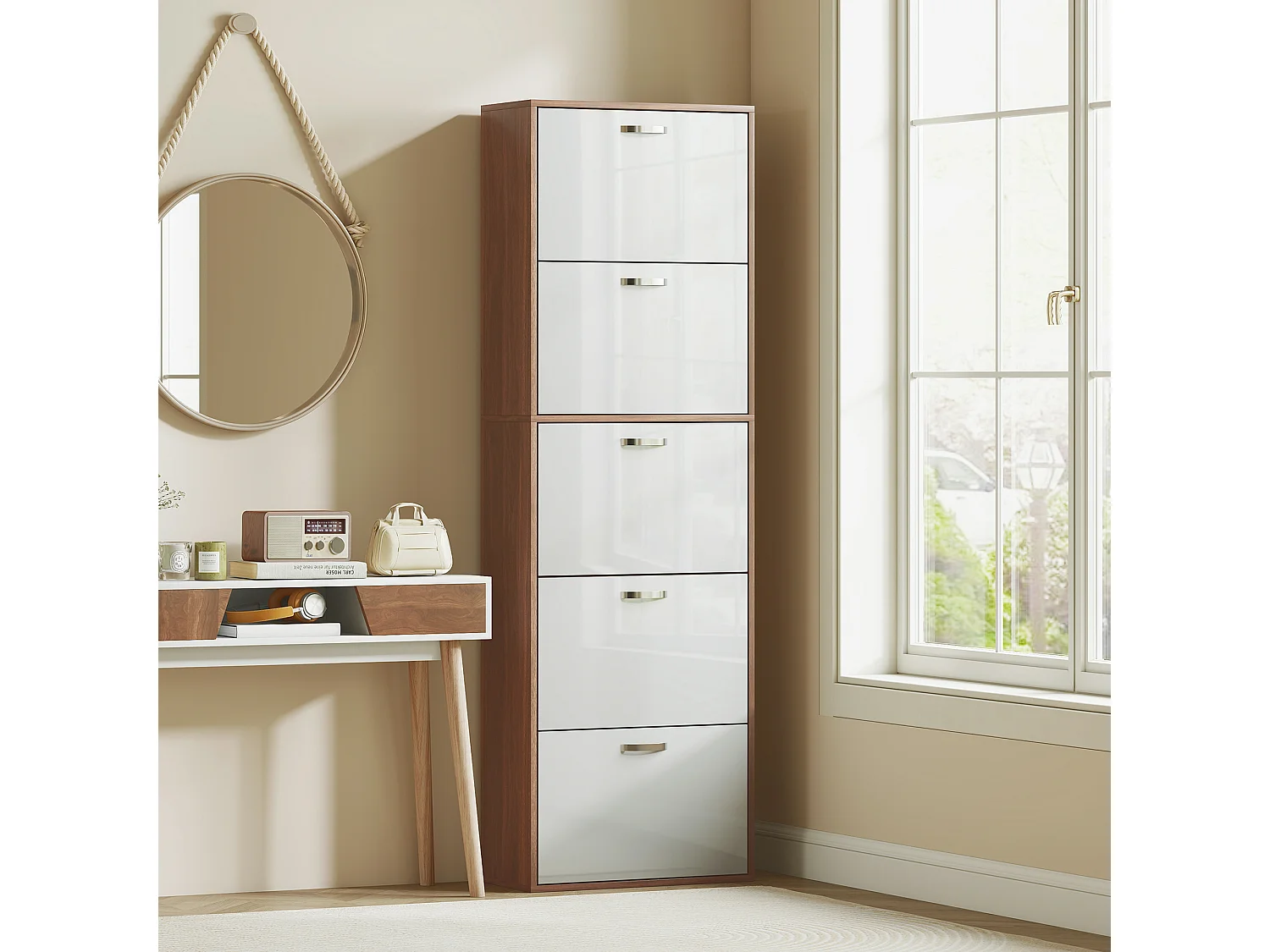 Mobile scarpiera in legno a 5 scomparti per 30 paia