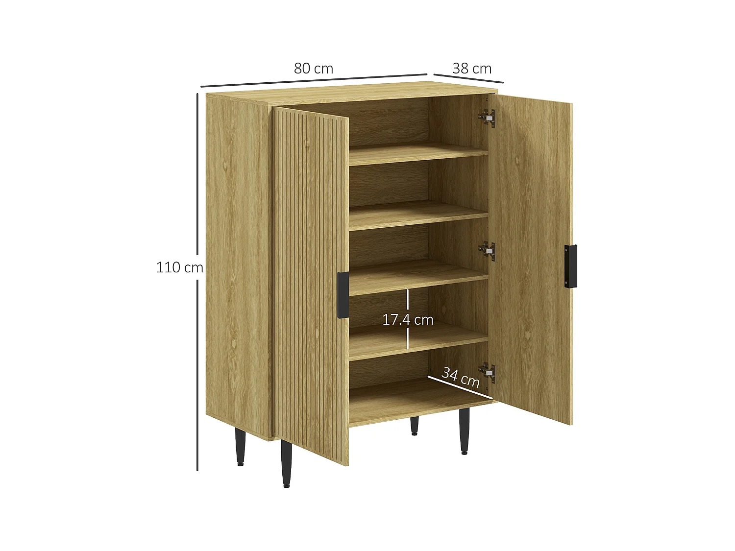 Scarpiera moderna per 15 paia di scarpe con 4 ripiani regolabili