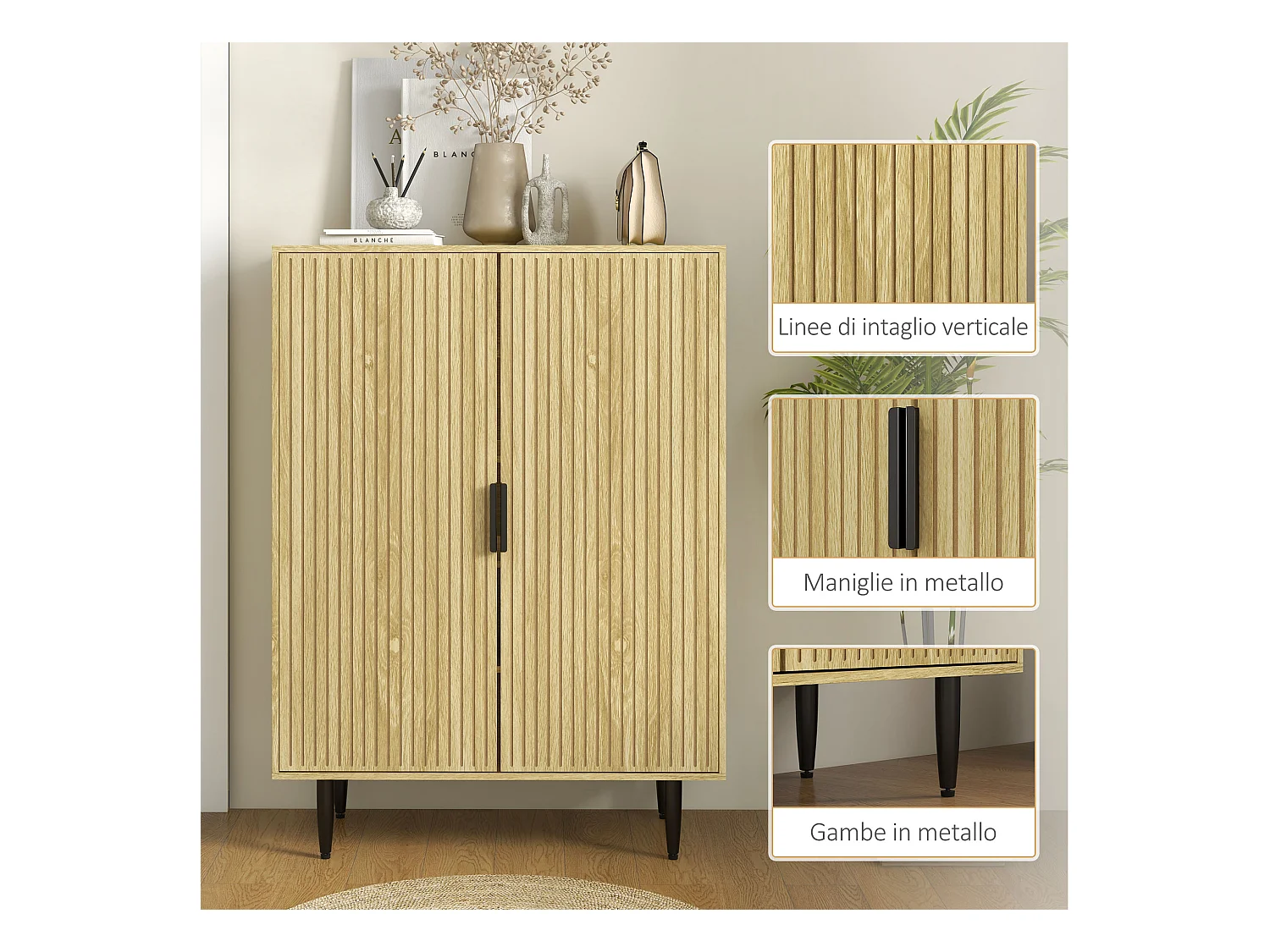 Scarpiera moderna per 15 paia di scarpe con 4 ripiani regolabili