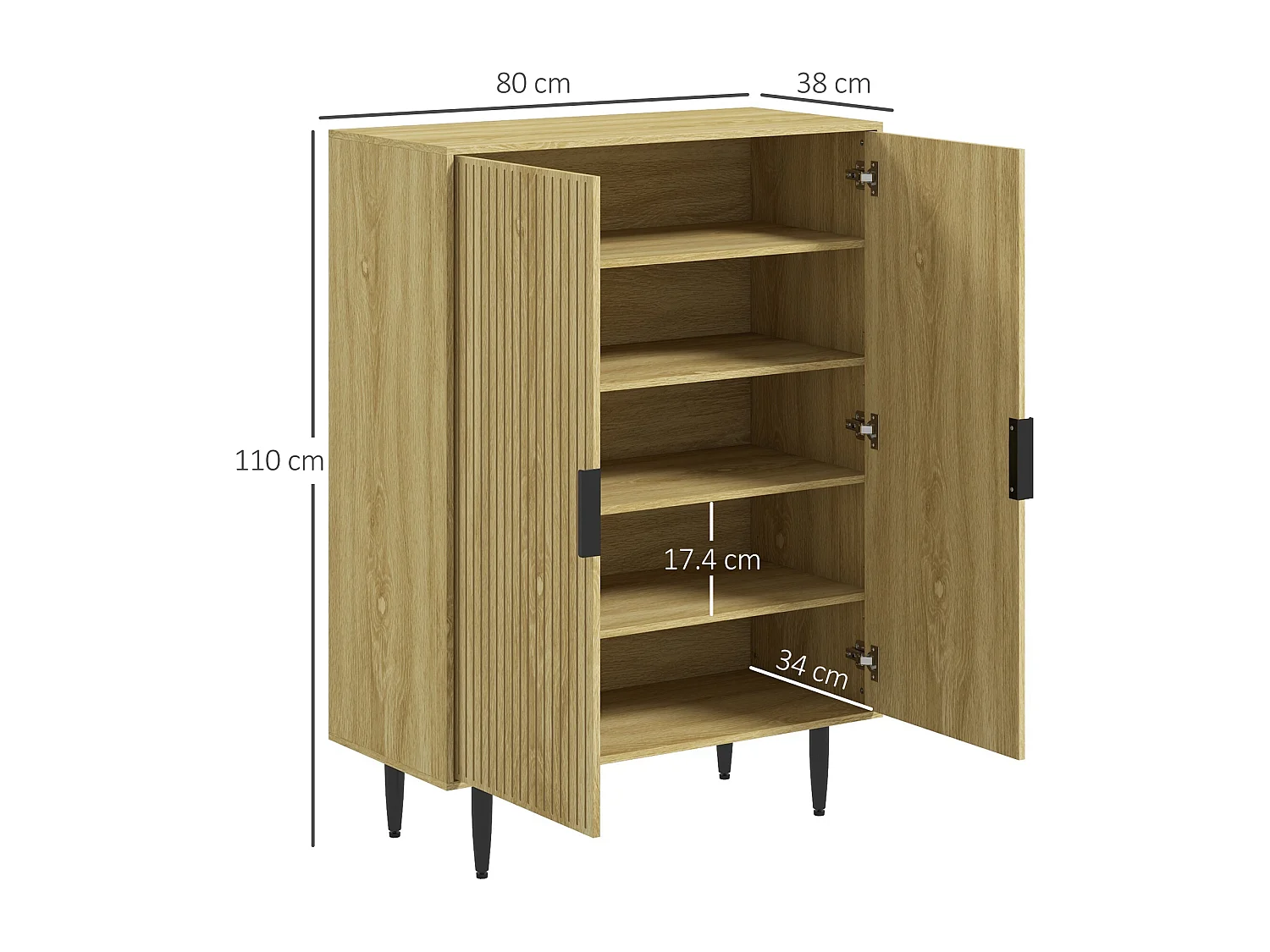 Scarpiera moderna per 15 paia di scarpe con 4 ripiani regolabili