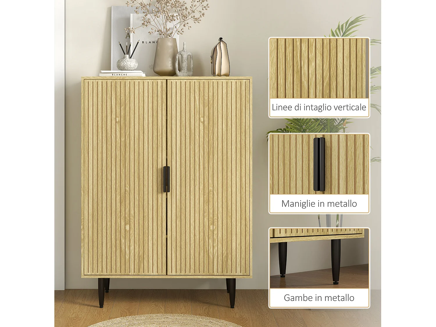 Scarpiera moderna per 15 paia di scarpe con 4 ripiani regolabili