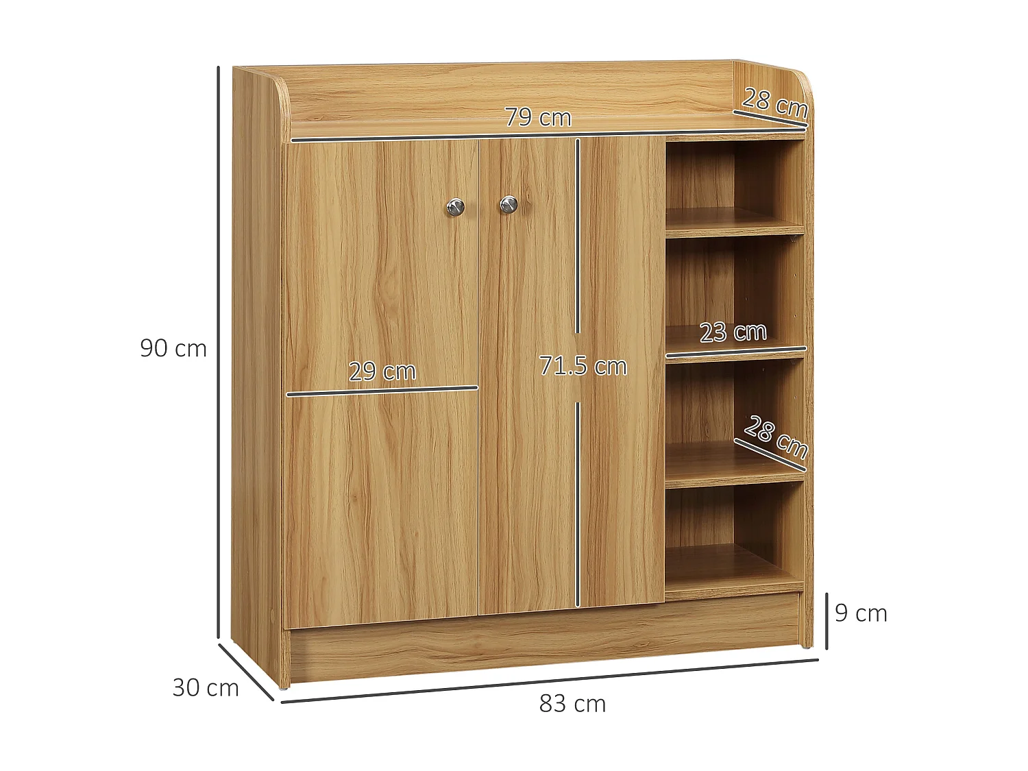 Armadio scarpiera salvaspazio e moderna in legno marrone chiaro