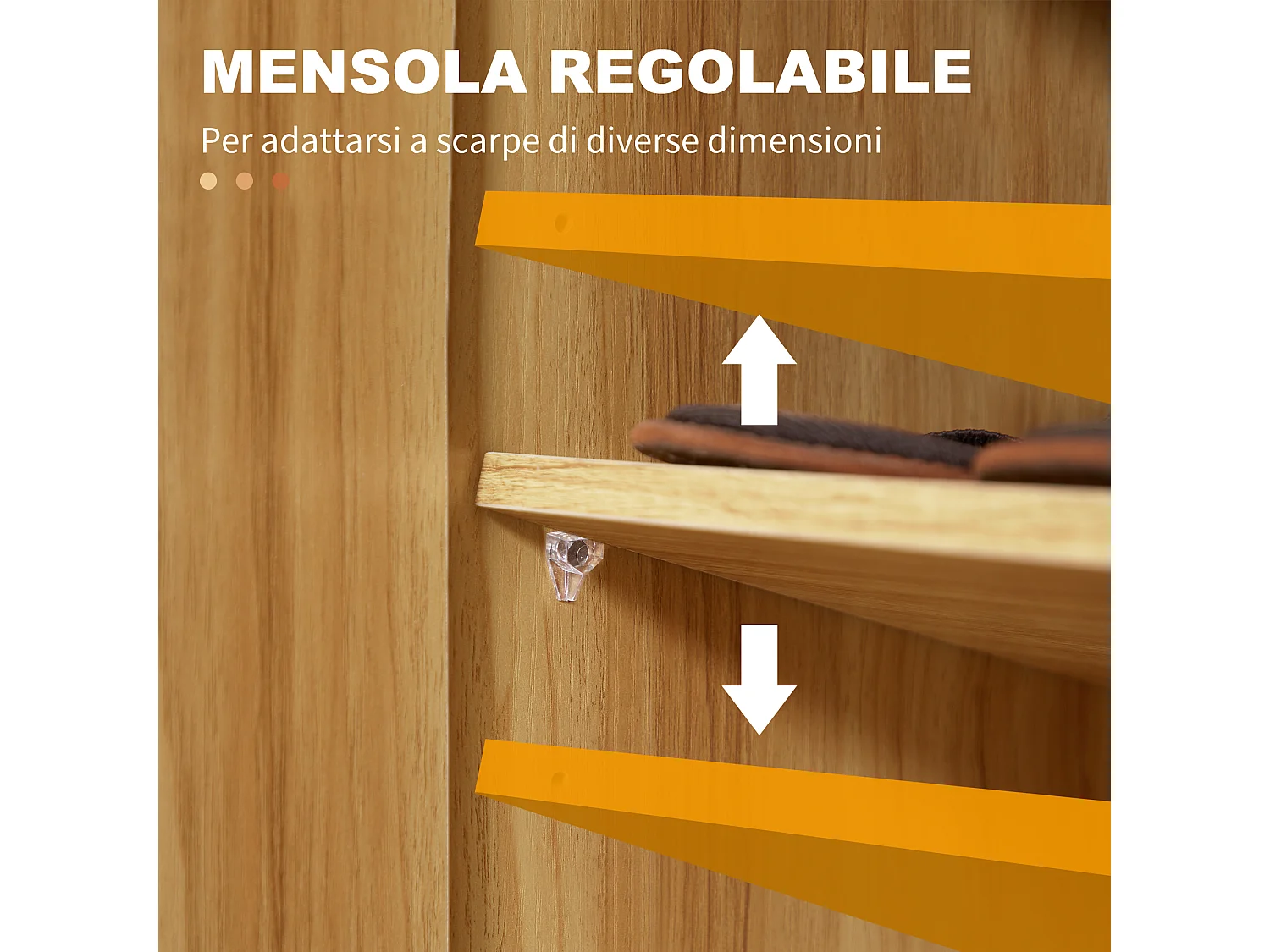 Armadio scarpiera salvaspazio e moderna in legno marrone chiaro