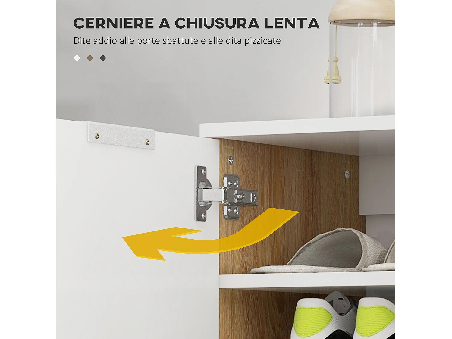 Mobile scarpiera per 15-20 paia di scarpe e 5 ripiani bianco lucido